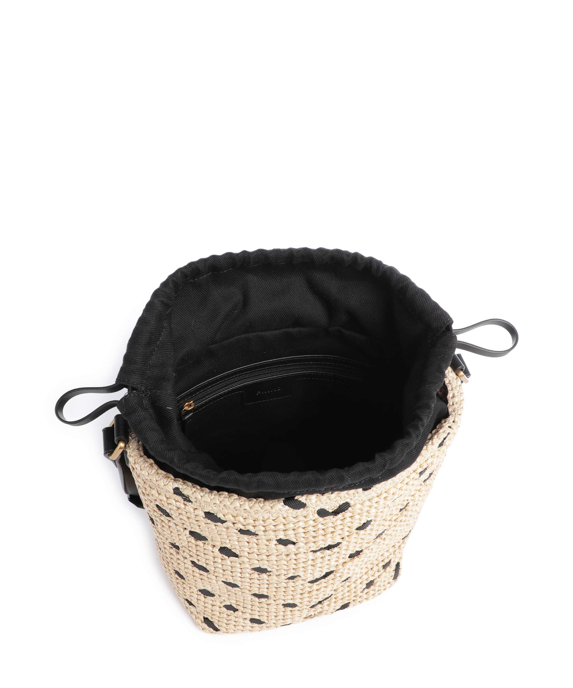 Pinko Bucket bag paglia/nero/antique gold