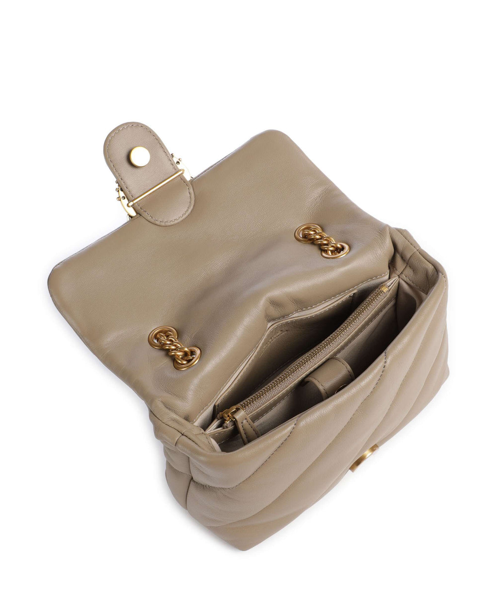 Pinko Love Puff Mini New Buckle Shoulder bag grigio talpa/antique gold