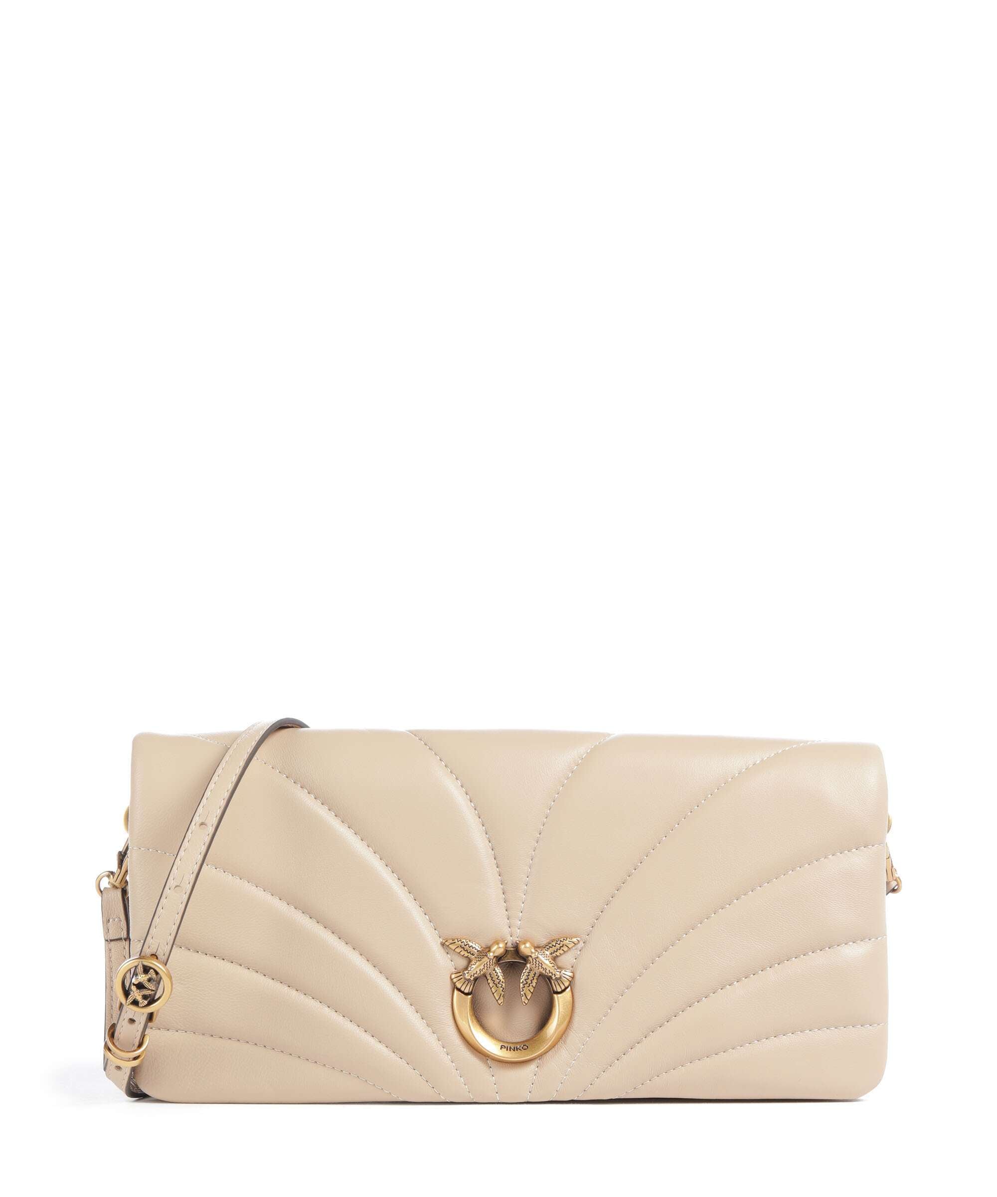Pinko Click Horizontal Classic Crossbody bag beige/grigio fumo/antique gold