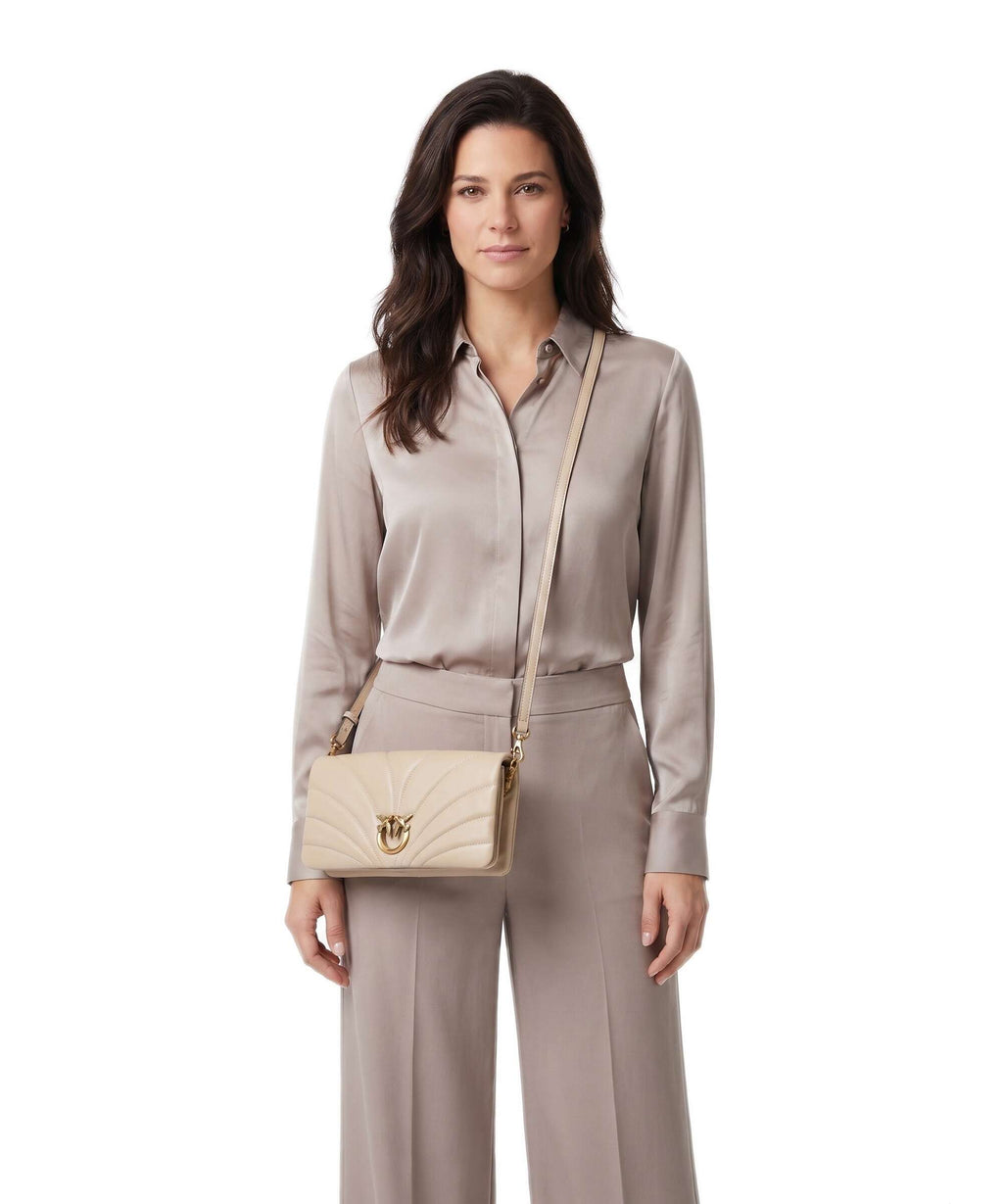 Pinko Click Horizontal Classic Crossbody bag beige/grigio fumo/antique gold