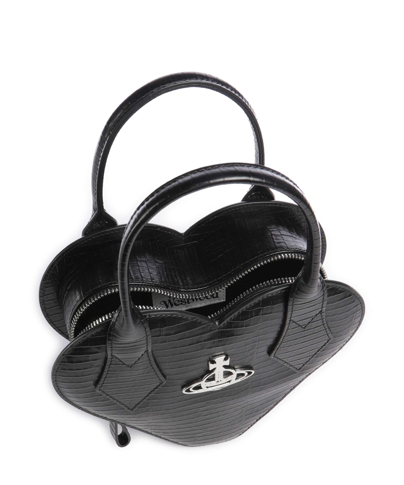 Vivienne Westwood Josephine Heart Embossed Croc Mini Handbag black