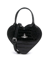 Vivienne Westwood Josephine Heart Embossed Croc Handbag black