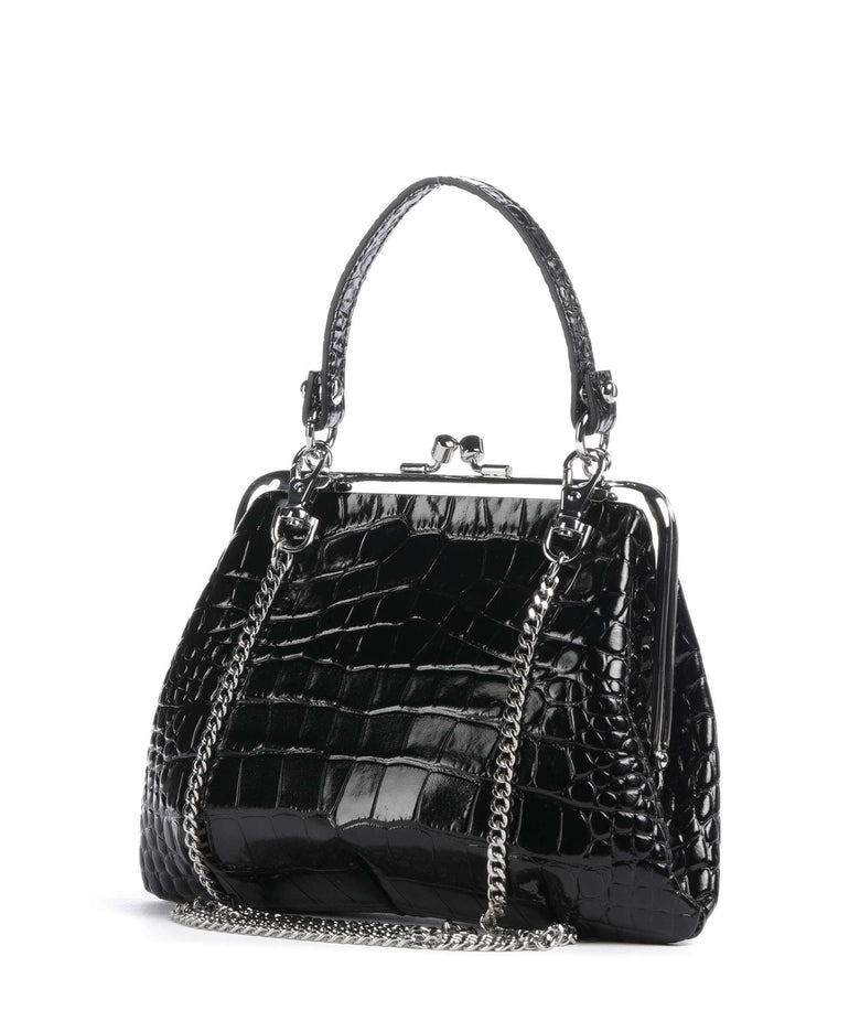 Vivienne Westwood Granny Frame Embossed Croc Handbag black