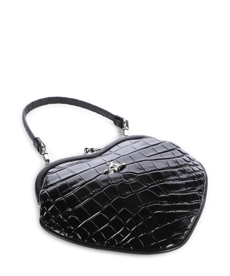 Vivienne Westwood Belle Heart Frame Embossed Croc Crossbody bag black