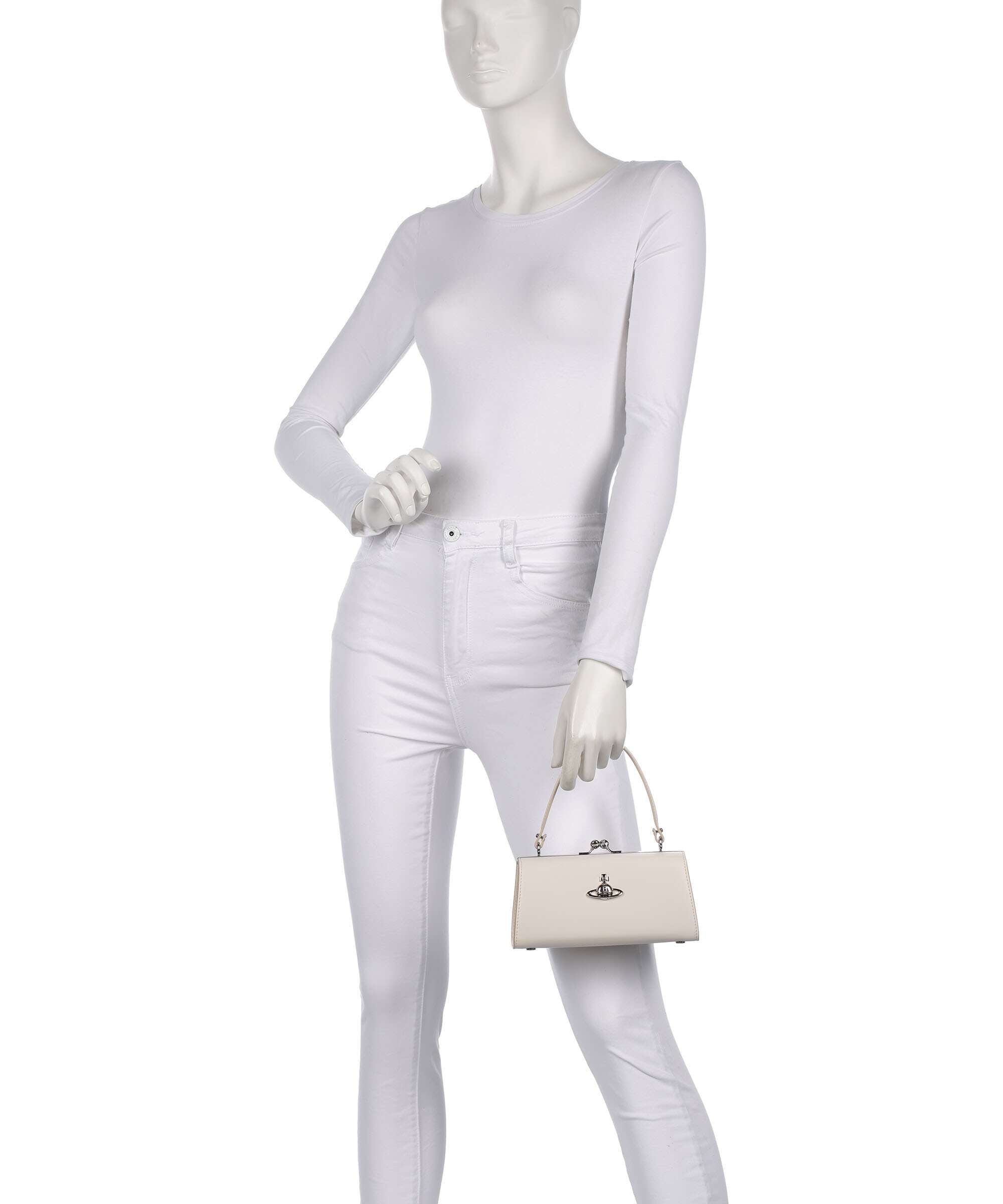 Vivienne Westwood Doll Frame Smooth XL Handbag white