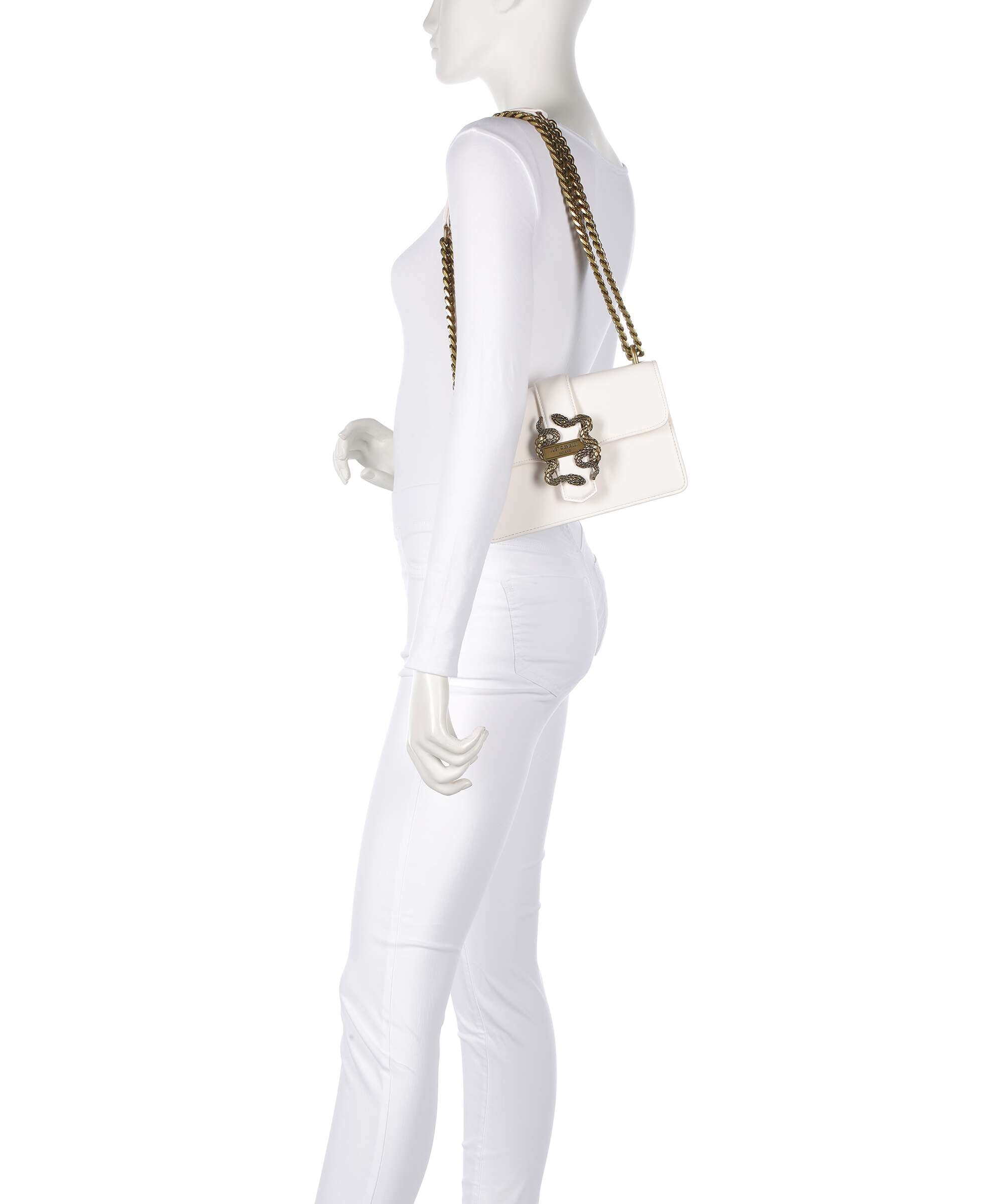 Just Cavalli Iconic Snakes Shoulder bag white