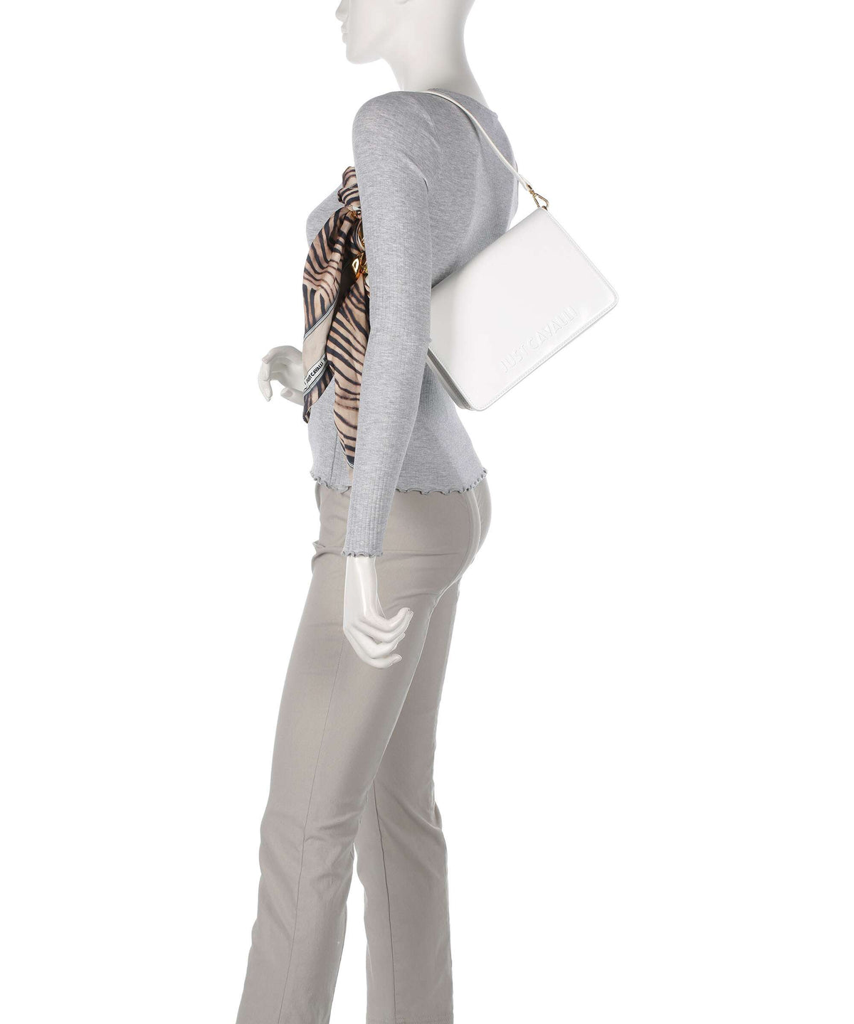 Just Cavalli Chain Foulard Shoulder bag white