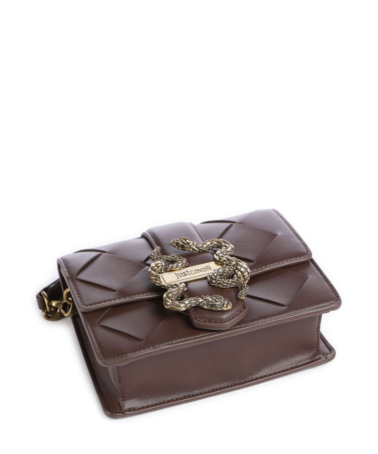 Just Cavalli Iconic Snakes Braided Crossbody bag black coffee