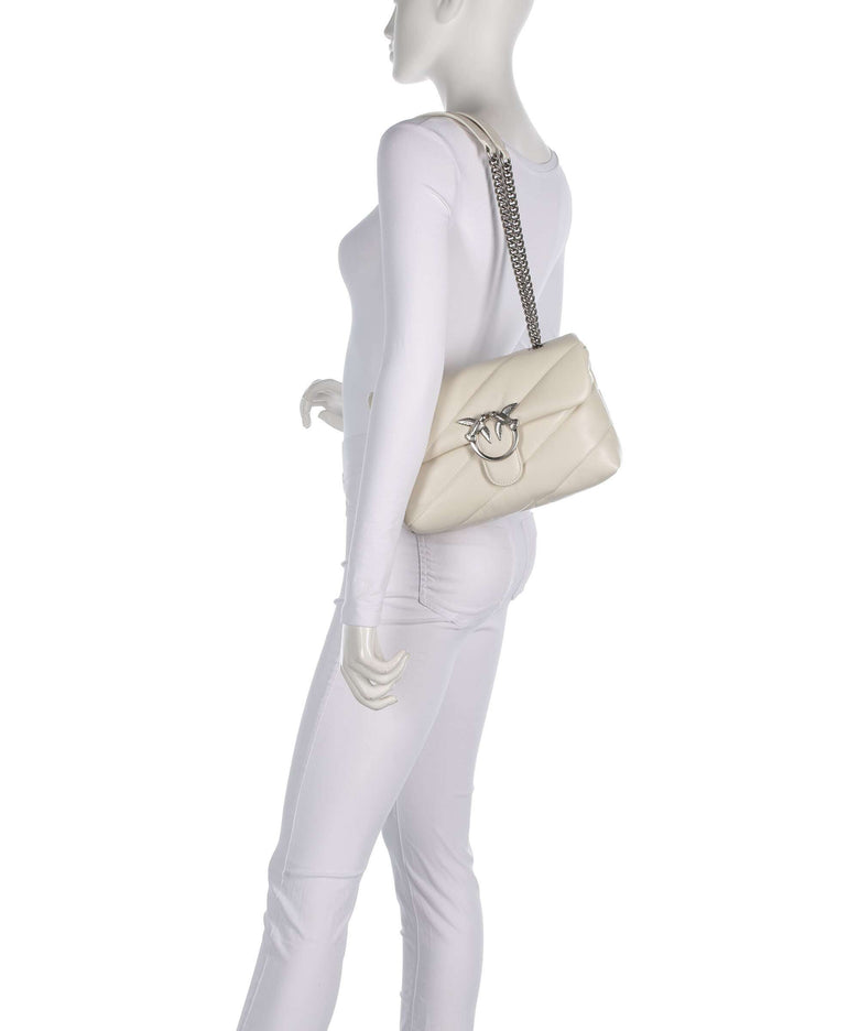 Pinko Love Puff Classic Shoulder bag bianco seta/old silver