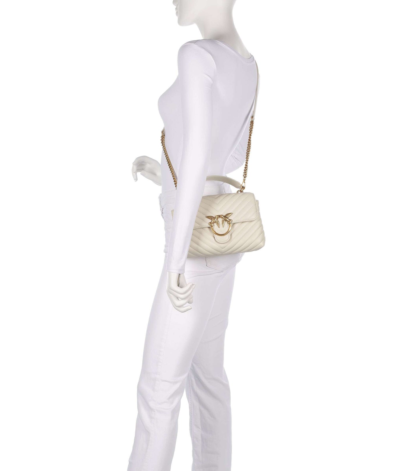 Pinko Love Lady Puff Mini Handbag bianco seta/antique gold