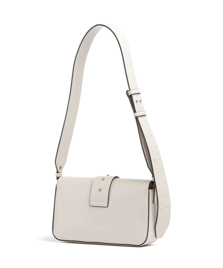 Pinko Love One Mini Slouchy Shoulder bag bianco seta/antique gold