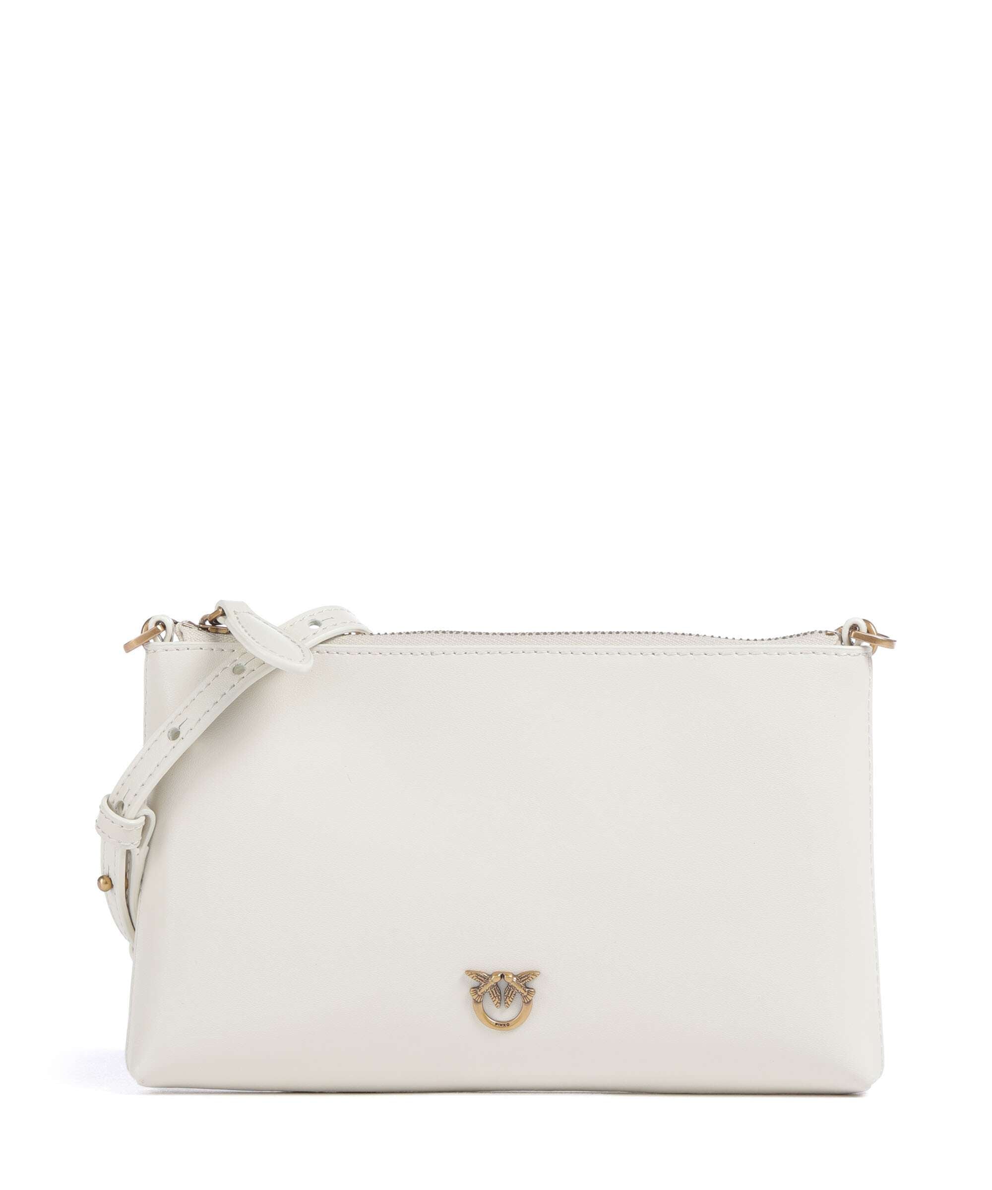 Pinko Flat Mini Crossbody bag bianco seta/antique gold
