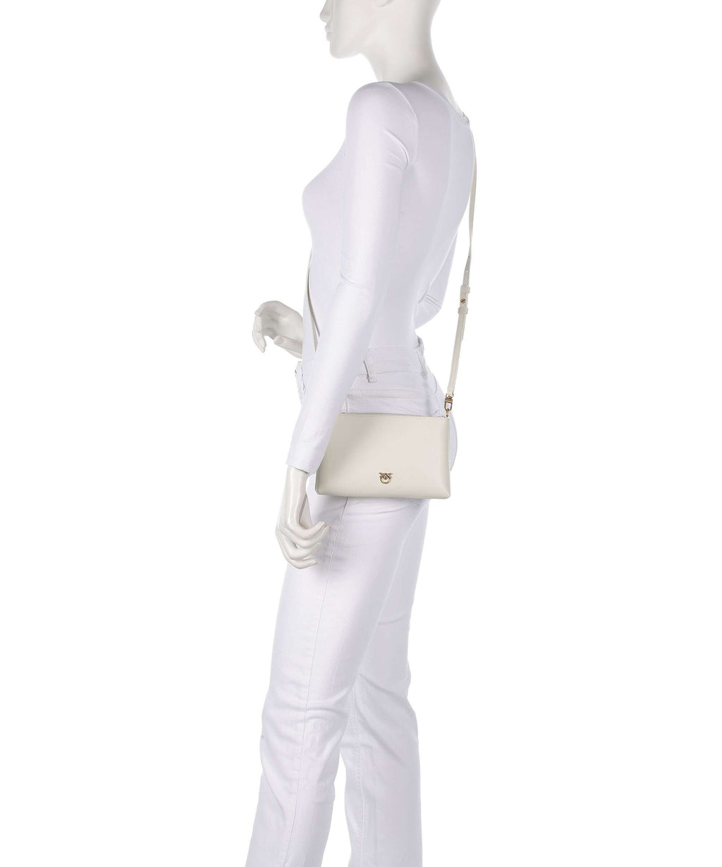 Pinko Flat Mini Crossbody bag bianco seta/antique gold
