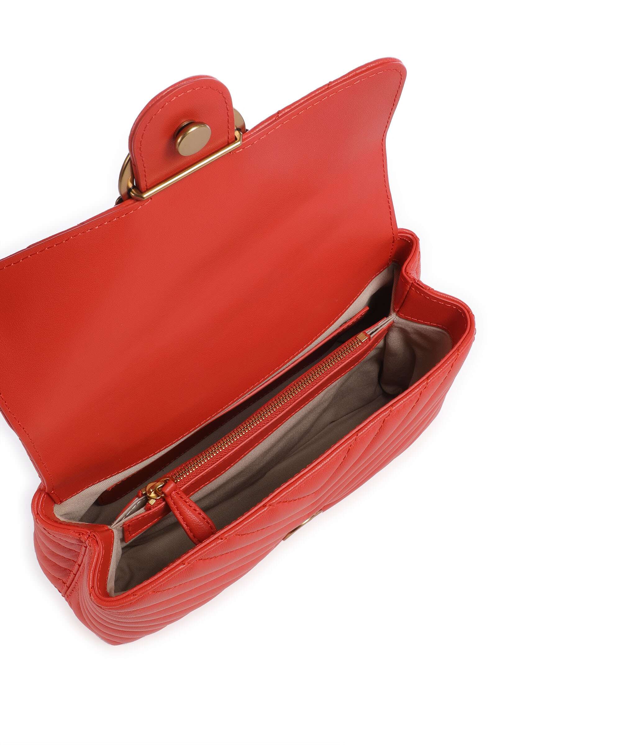 Pinko Love Lady Puff Mini Handbag rosso mandarino/antique gold