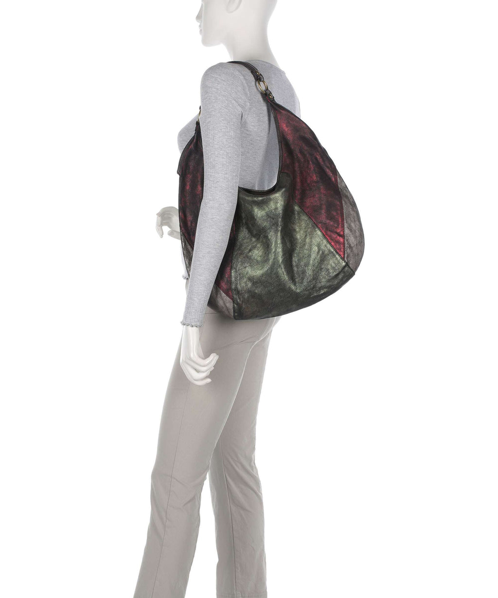 Campomaggi Hobo bag military/red/dark grey