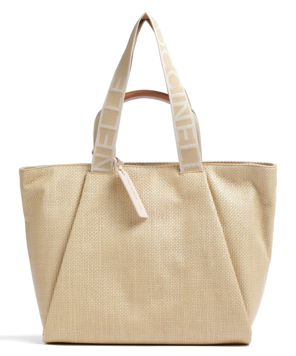 Coccinelle Never Without Bag Straw Signature Tote bag natural/cuir