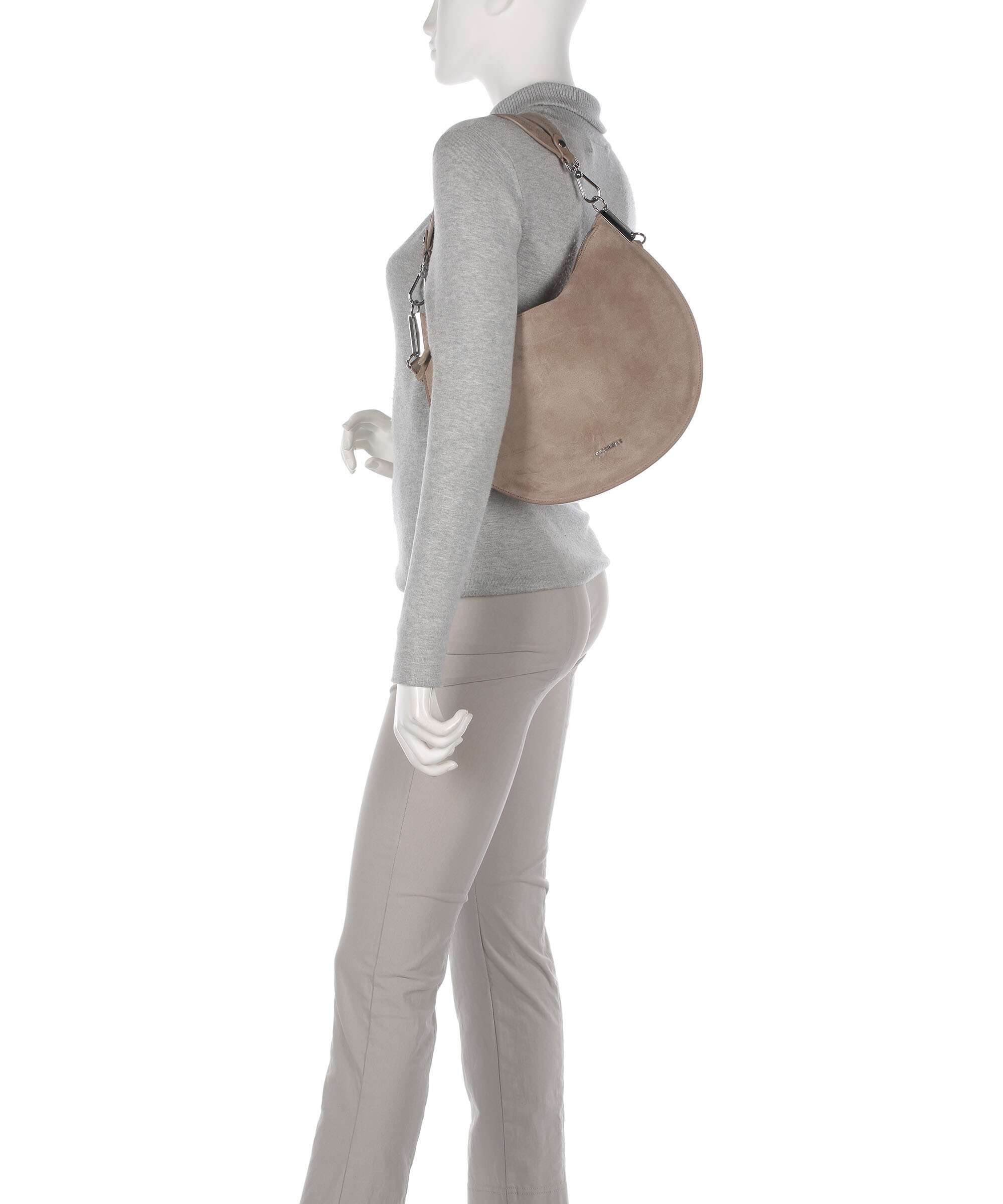 Coccinelle Sunup Suede Hobo bag warm taupe