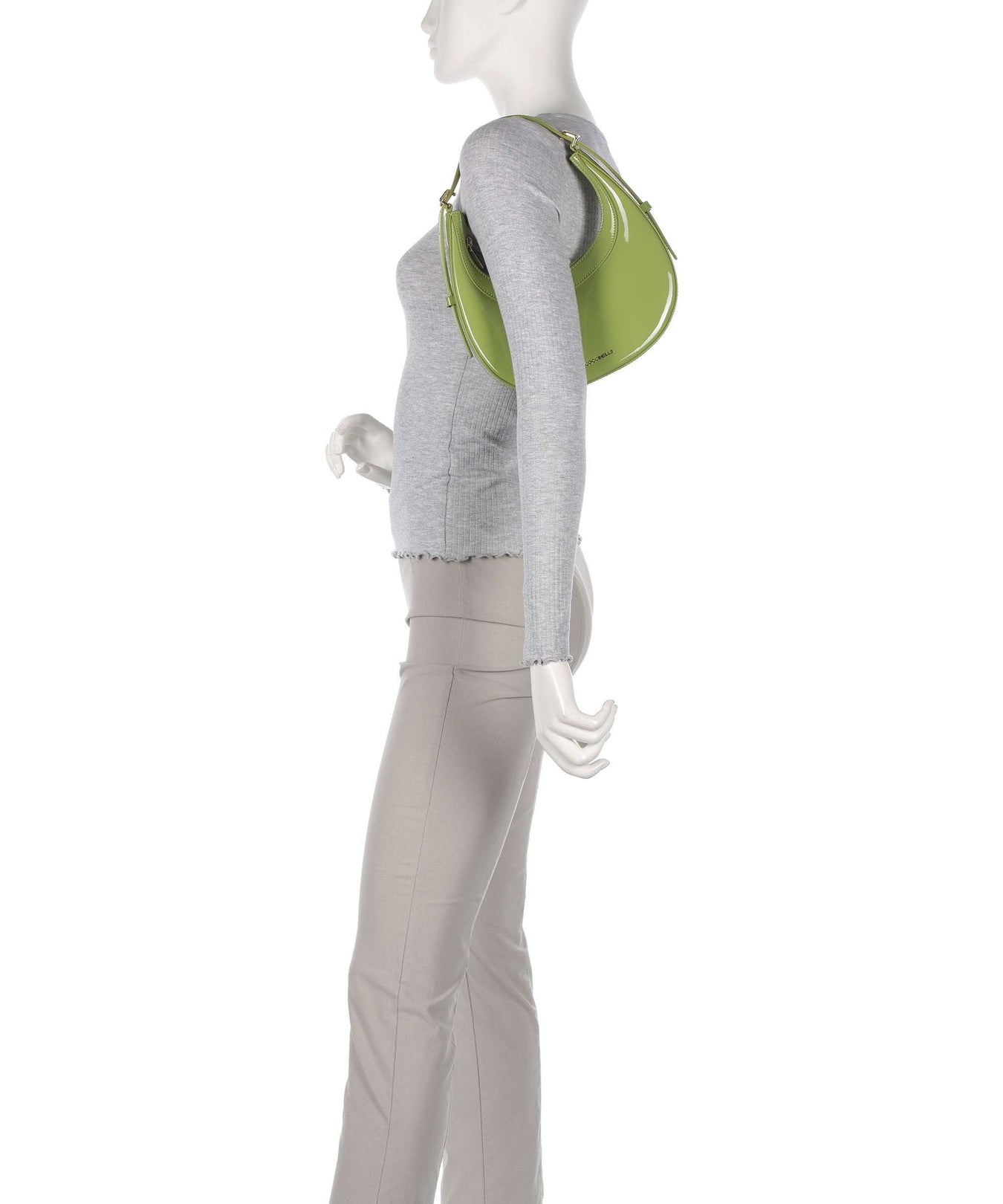 Coccinelle Whisper Patent Shoulder bag guacamole