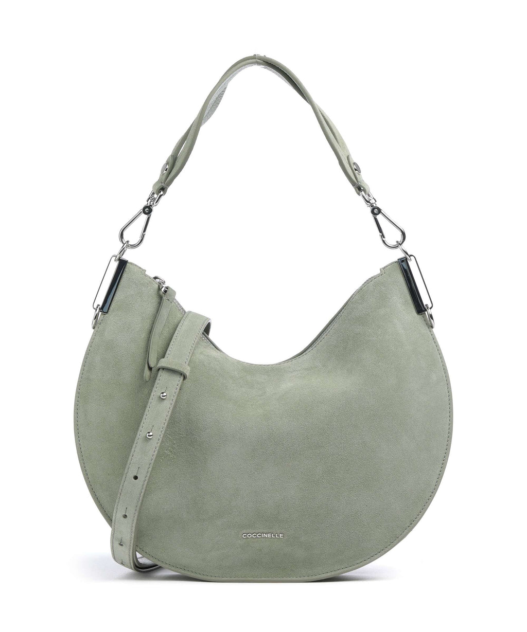 Coccinelle Sunup Suede Hobo bag greenery