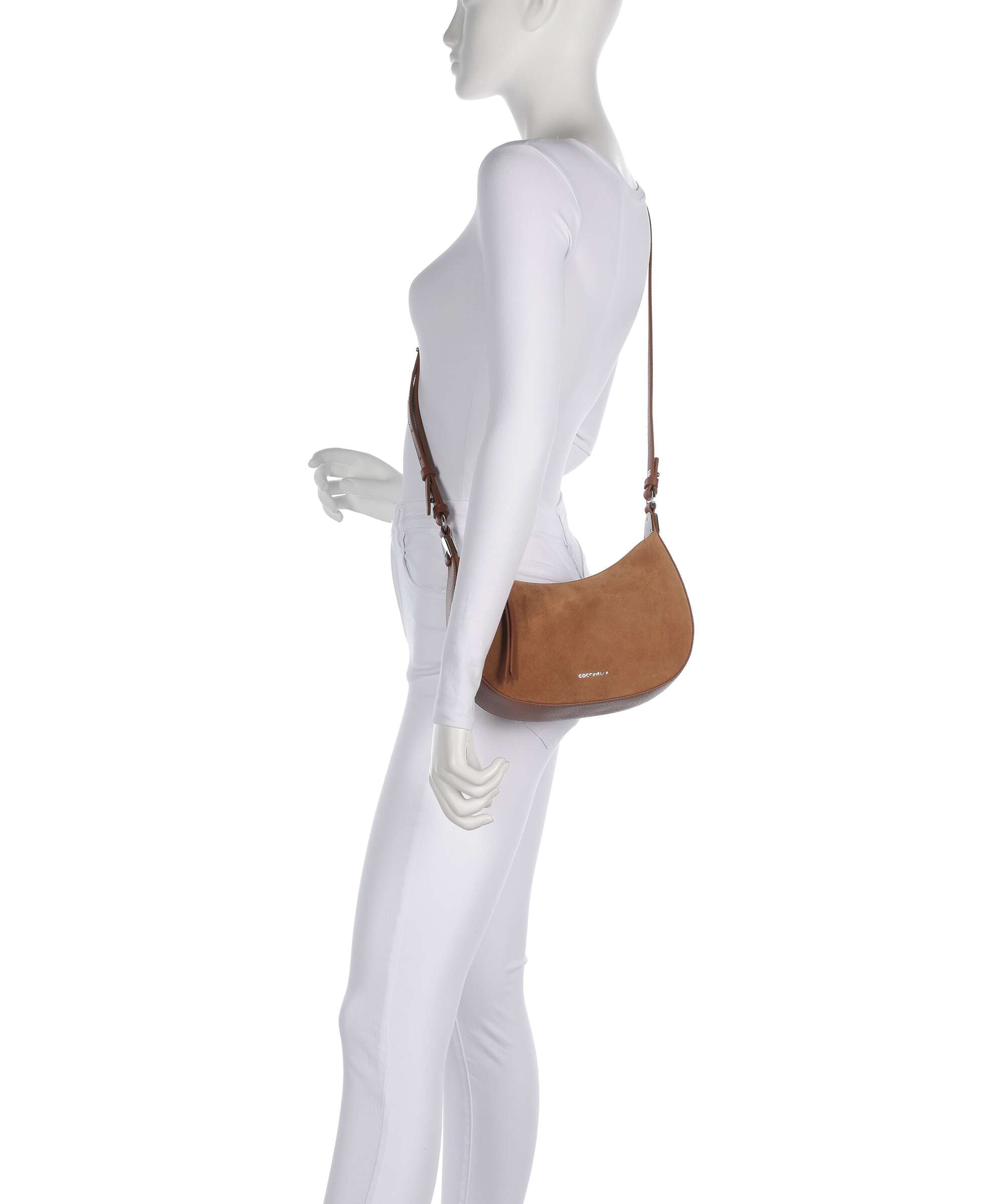 Coccinelle Fujiko Suede Crossbody bag cognac