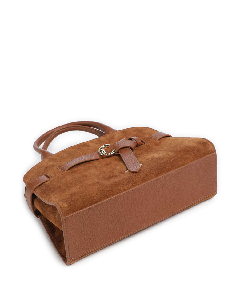 Coccinelle Sabine Suede Handbag cognac