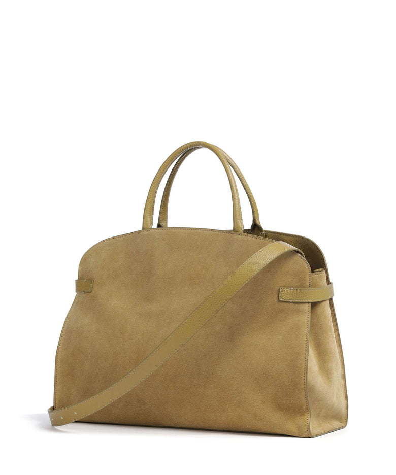 Coccinelle Sabine Suede Handbag seagrass
