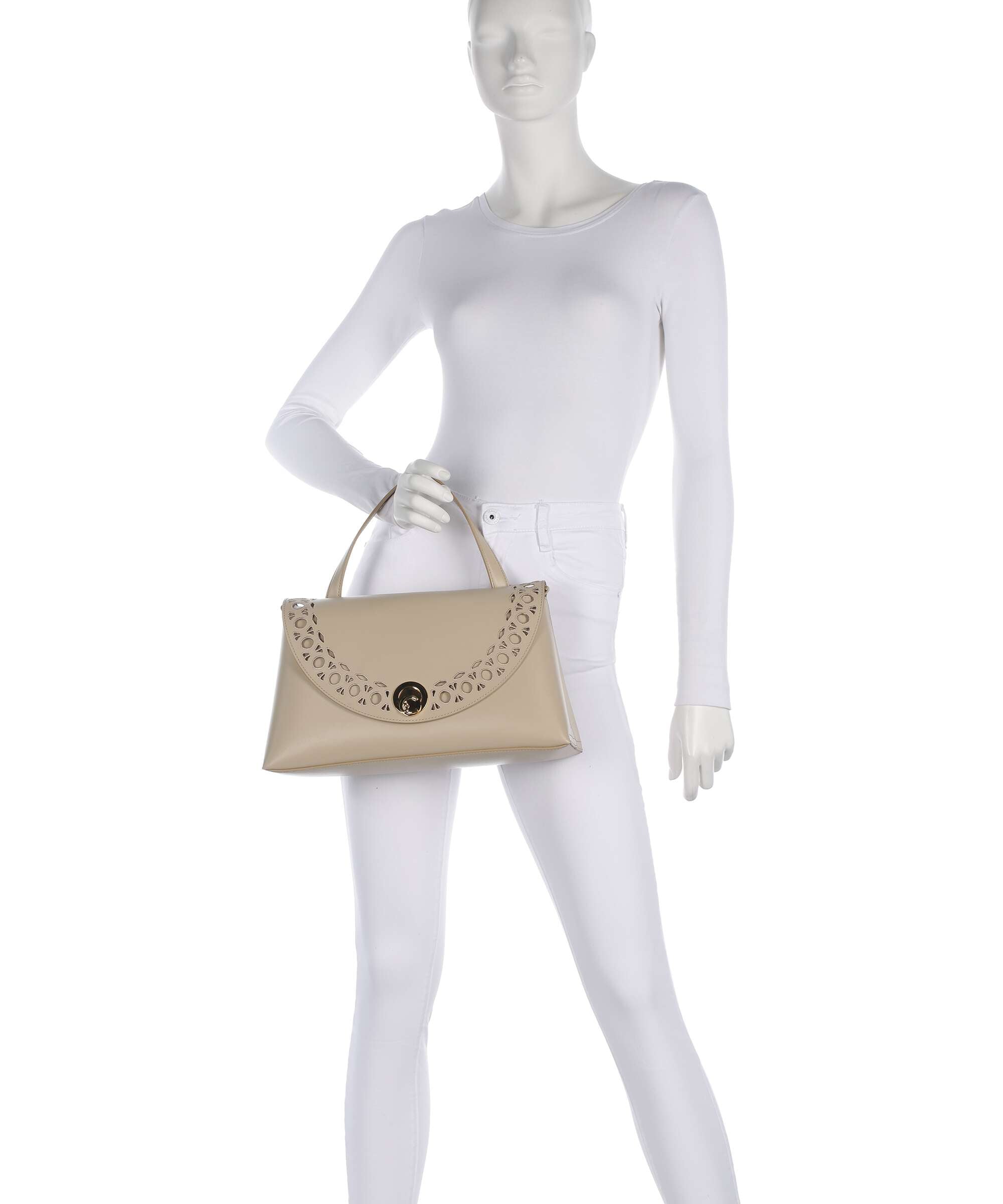 Coccinelle Nikla Monogram Sangallo Handbag sandshell