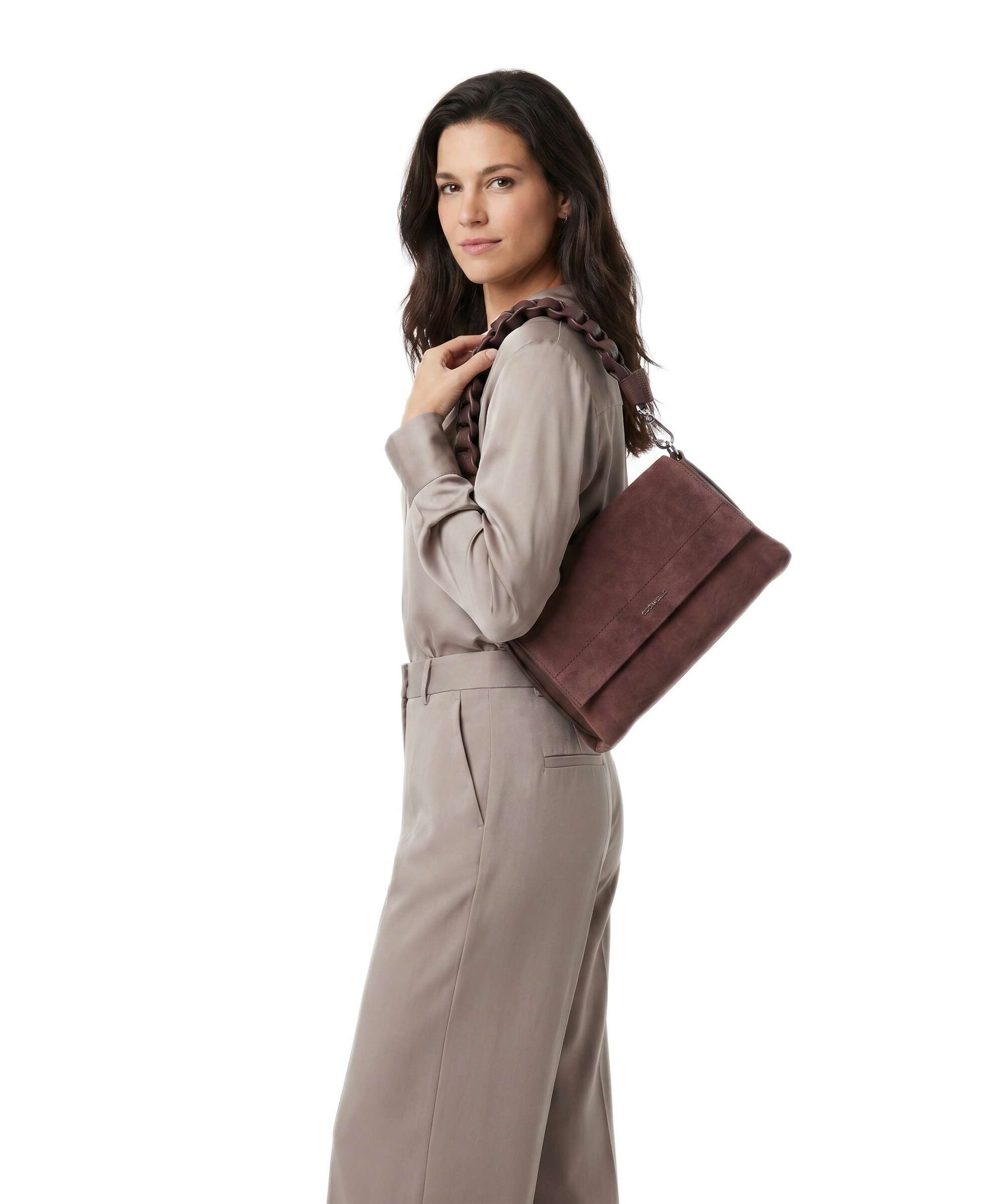 Coccinelle Boheme Suede Shoulder bag berry