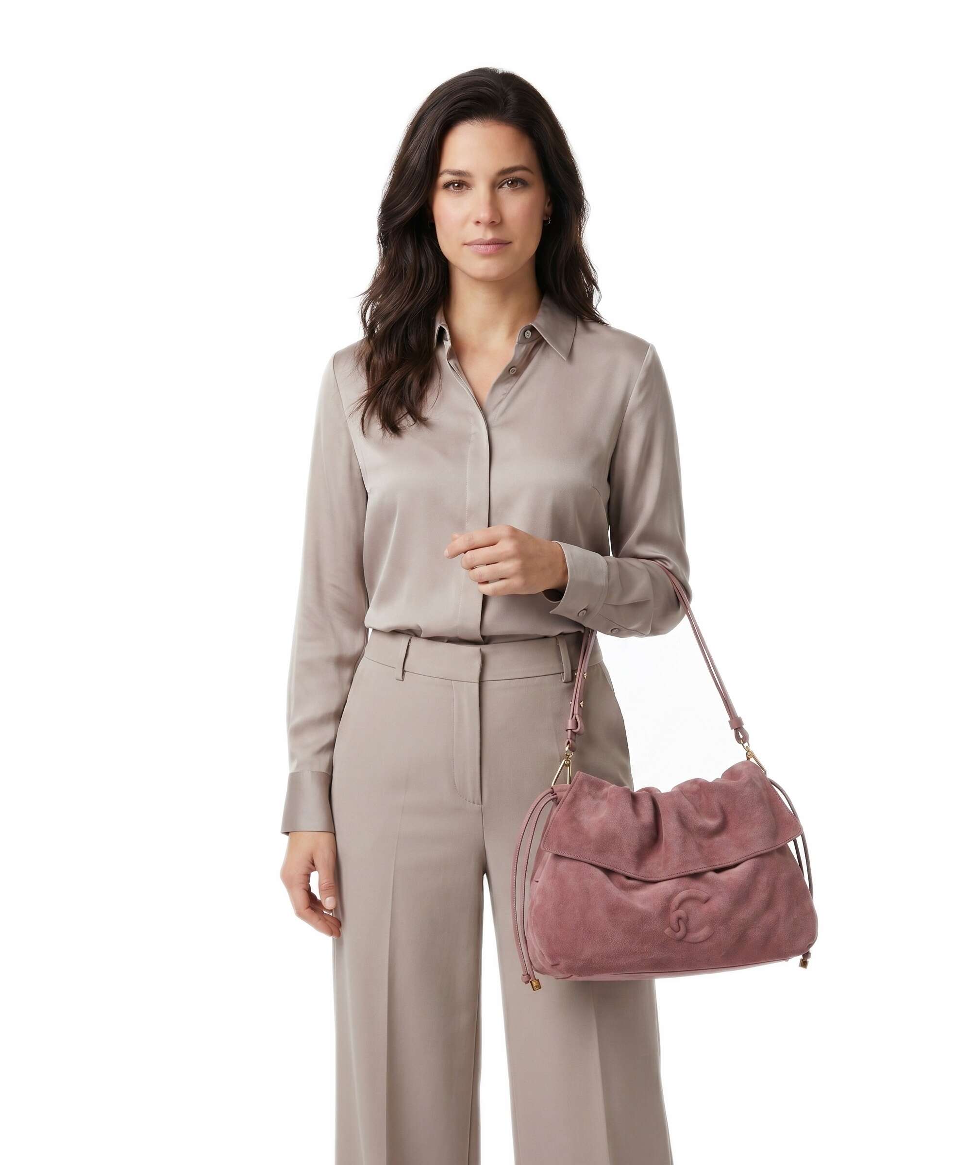 Coccinelle Lidia Suede Hobo bag winter rose