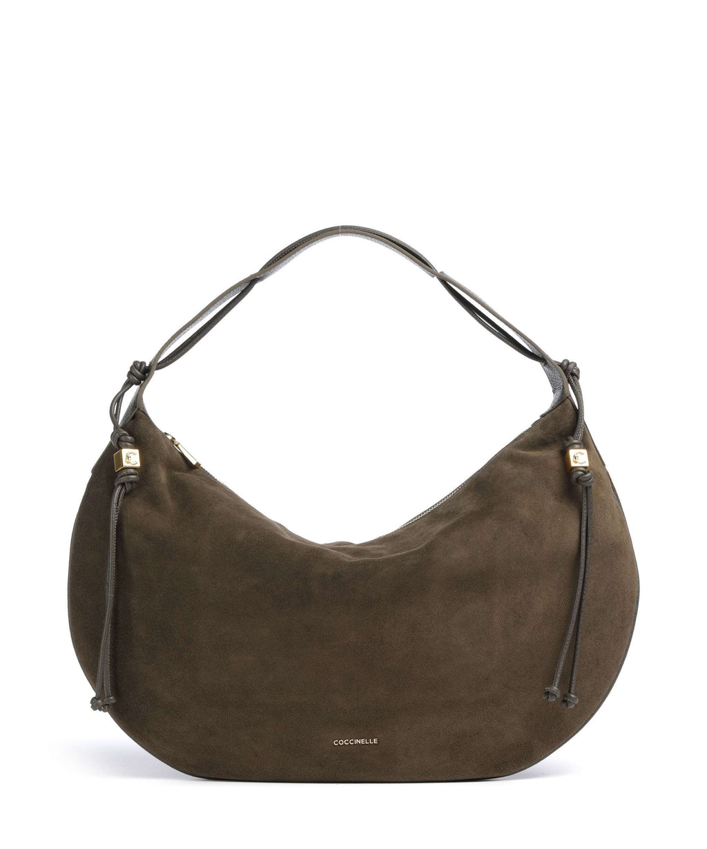 Coccinelle Thess Suede Hobo bag fango
