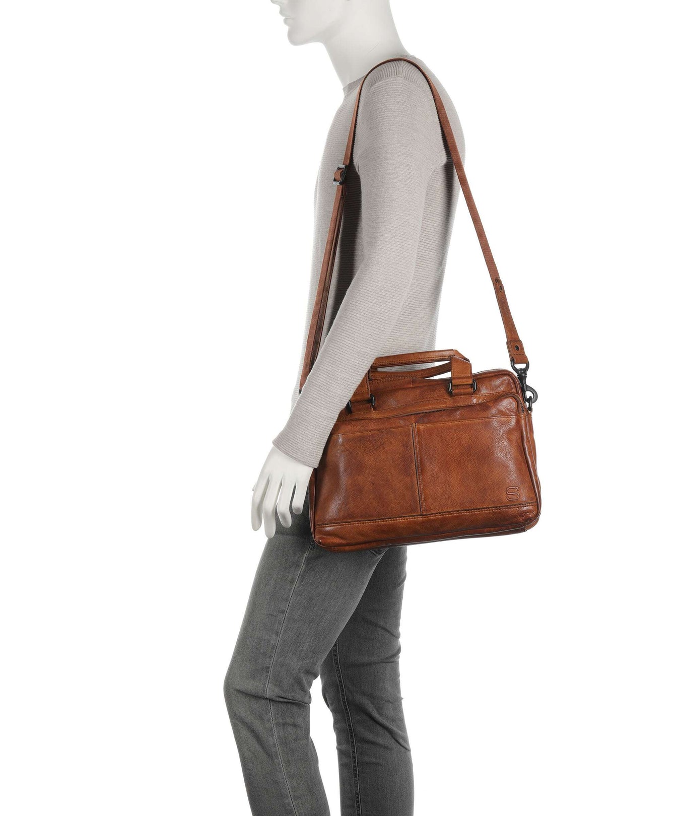 Spikes & Sparrow Apache Briefcase brandy