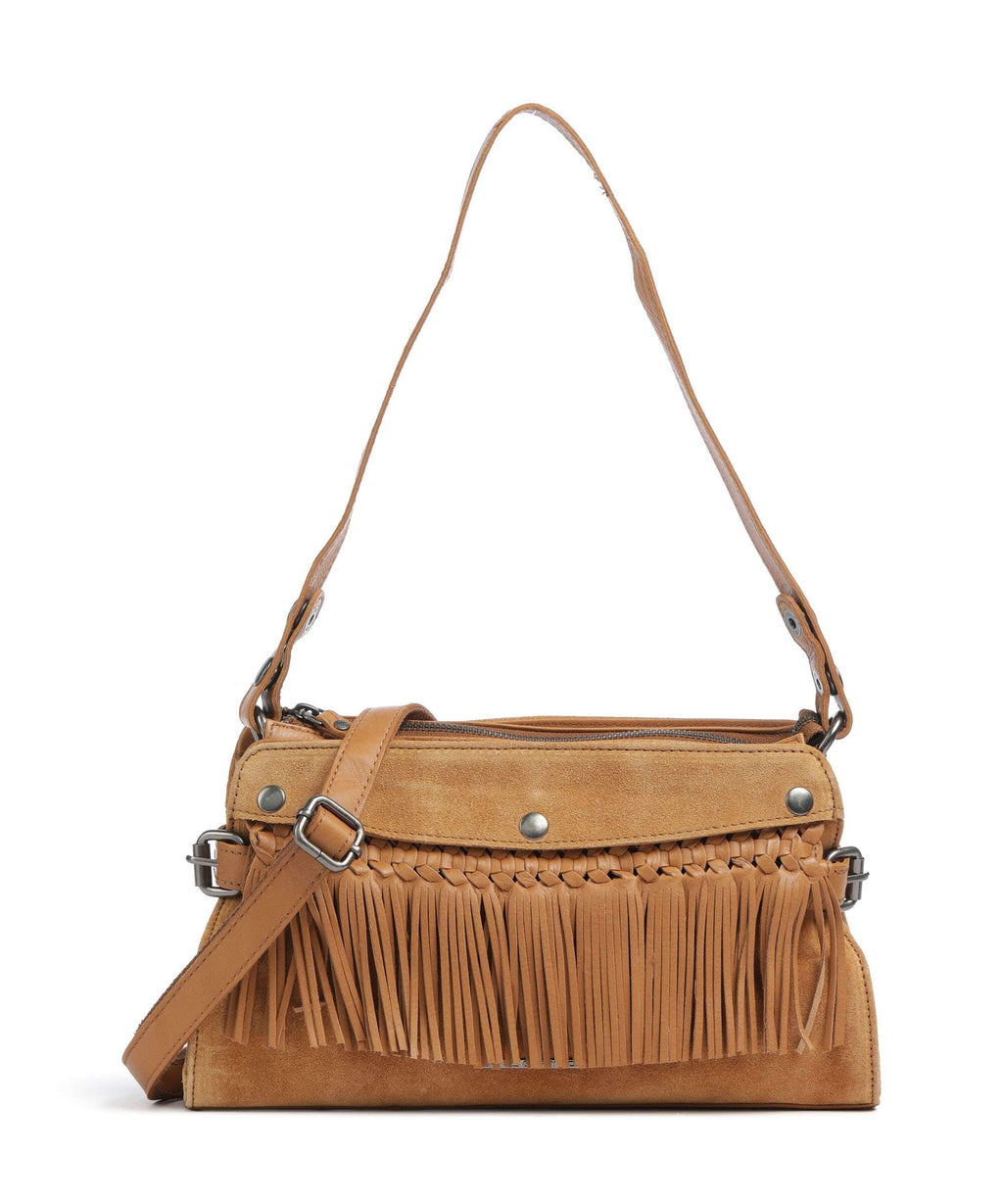 Spikes & Sparrow Suede Mix Madelon Shoulder bag tan