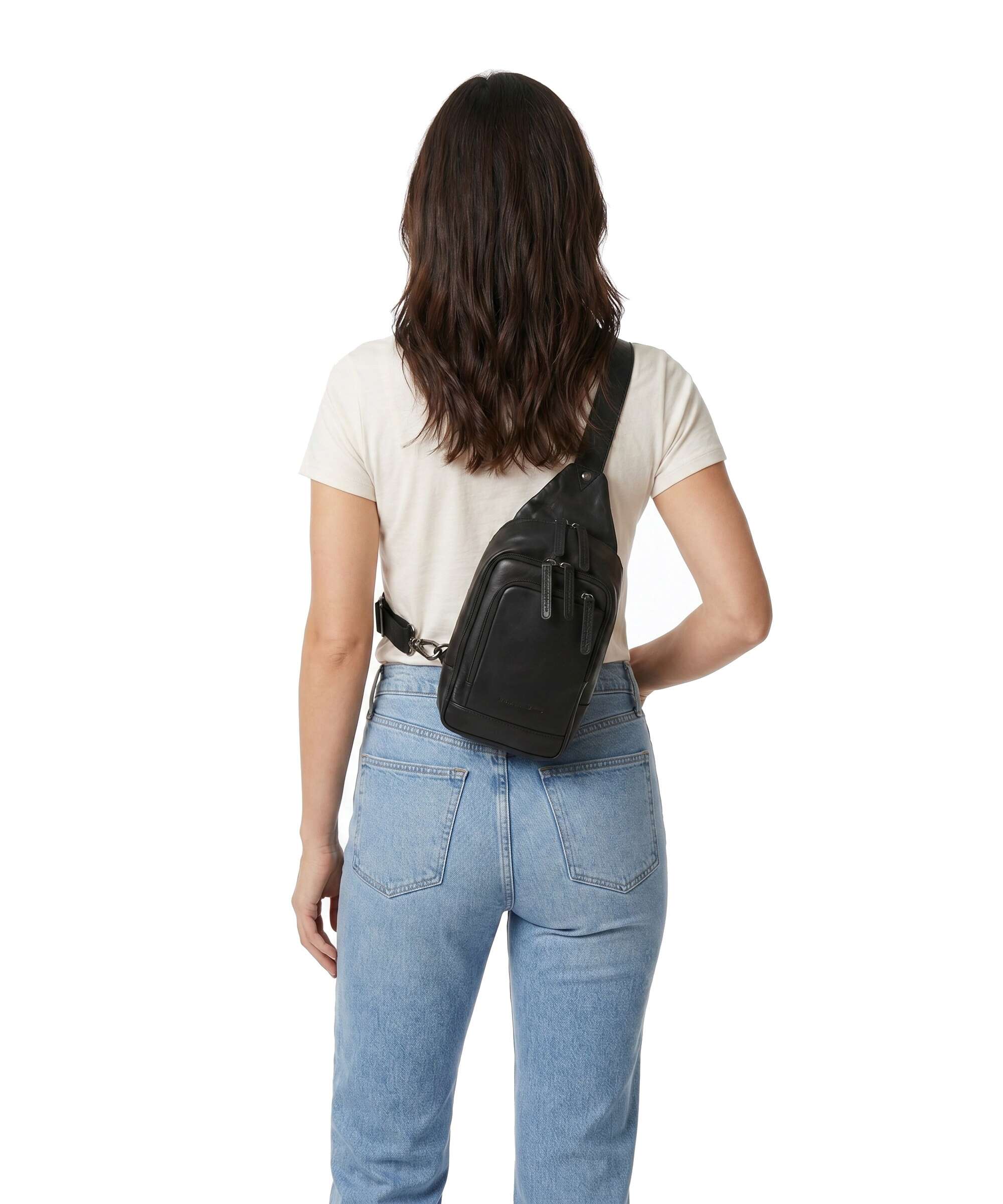 The Chesterfield Brand Cow Wax Pull Up Riga Sling bag black