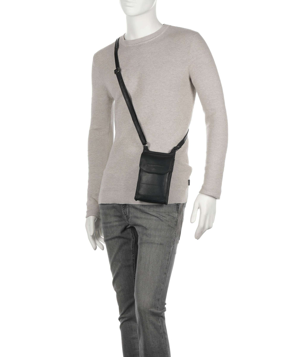 The Chesterfield Brand Wax Pull Up Cow Nebra Phone bag black