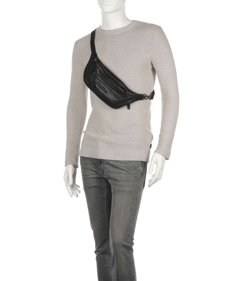 The Chesterfield Brand Washed Waxed Cow Severo Belt bag black