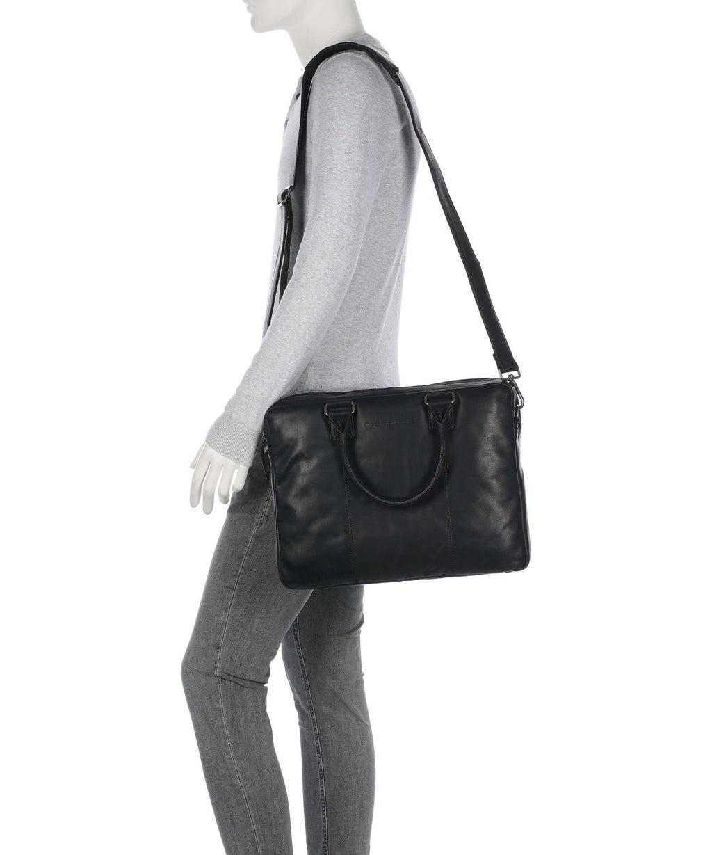 The Chesterfield Brand Wax Pull Up Cow Fabian Briefcase black