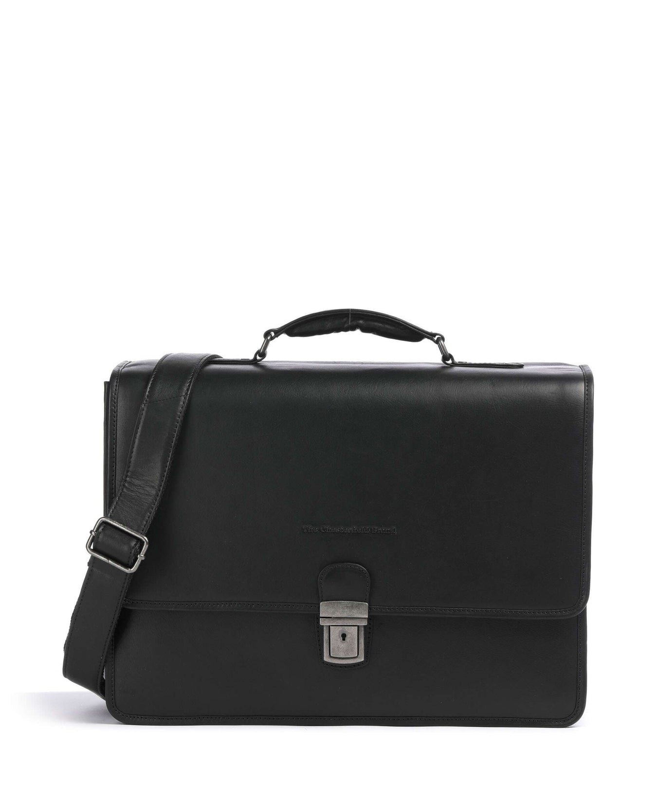 The Chesterfield Brand Cow Wax Pull Up Glenwood Briefcase black