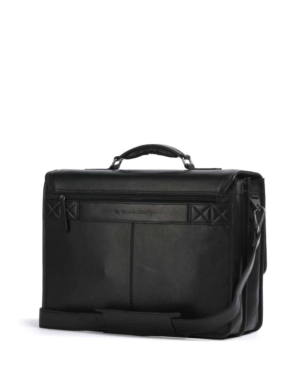 The Chesterfield Brand Wax Pull Up Cow Glenwood Briefcase black