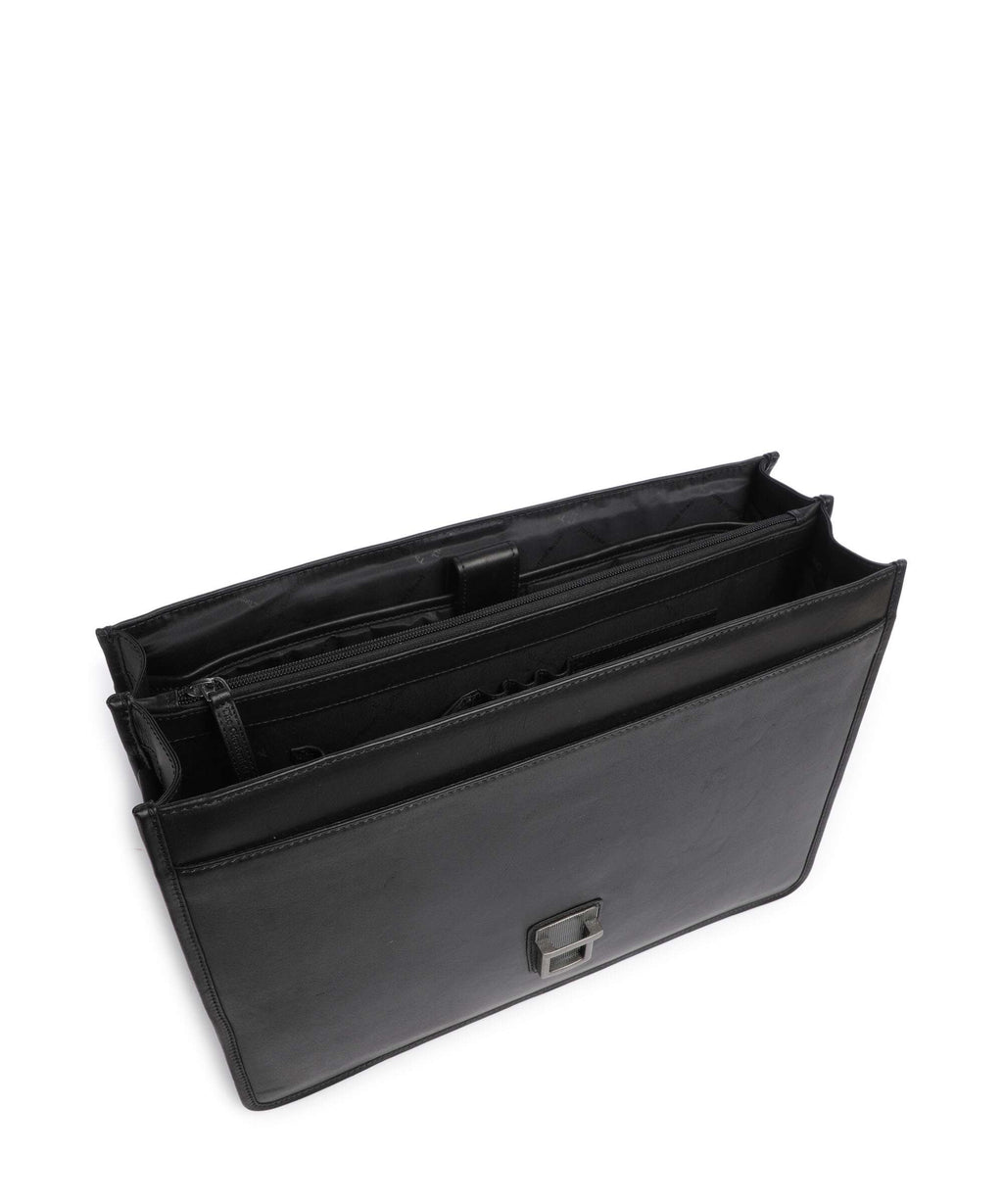 The Chesterfield Brand Wax Pull Up Cow Glenwood Briefcase black