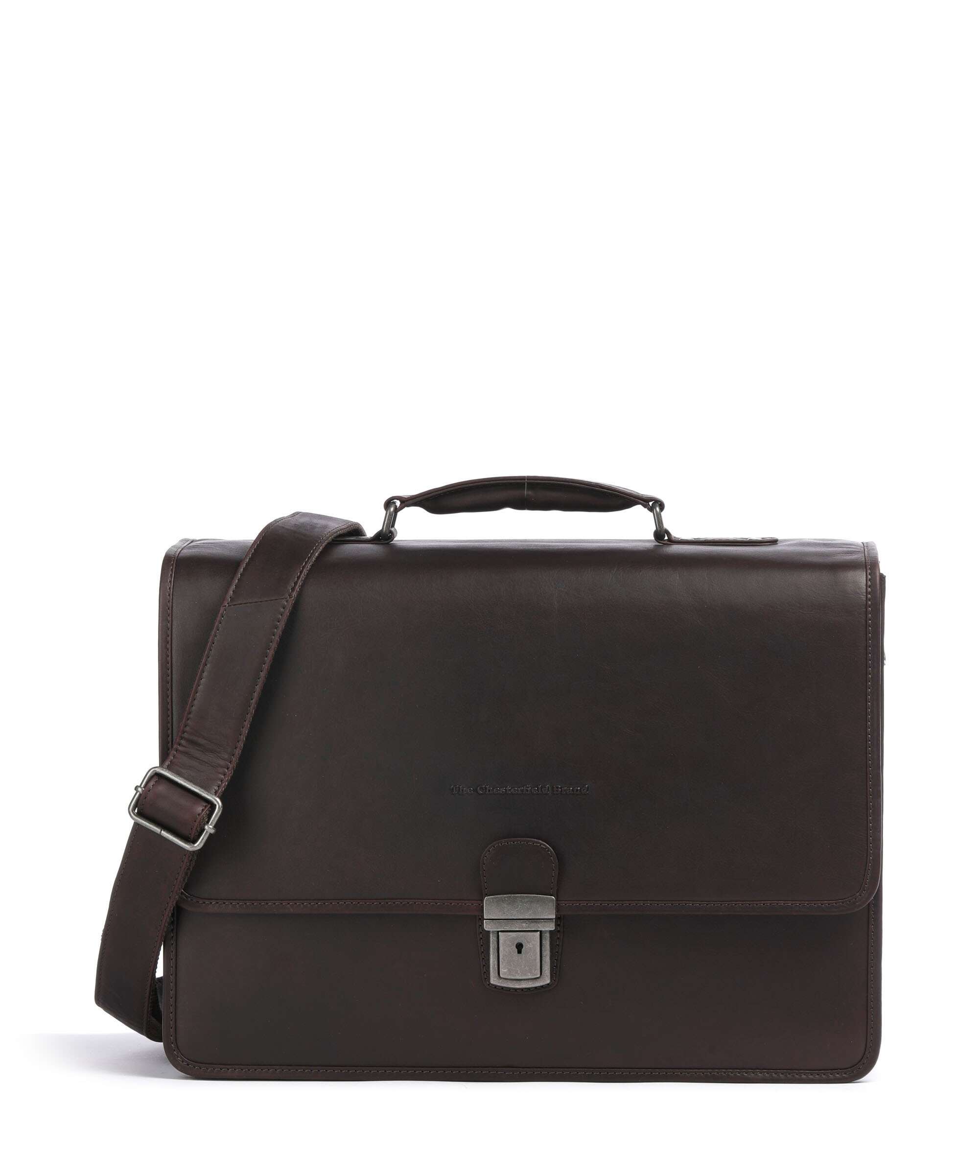 The Chesterfield Brand Wax Pull Up Cow Glenwood Briefcase brown