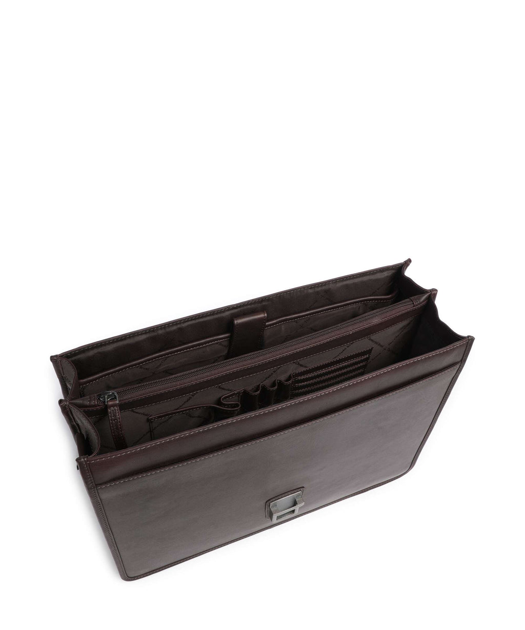The Chesterfield Brand Wax Pull Up Cow Glenwood Briefcase brown