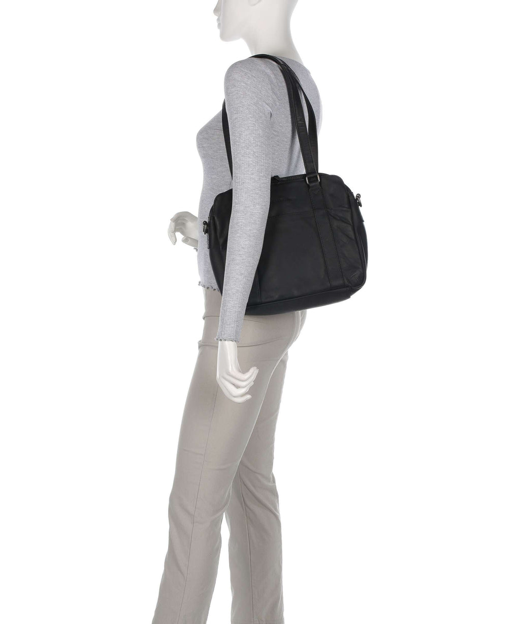 The Chesterfield Brand Wax Pull Up Cow Porlezza Shoulder bag black