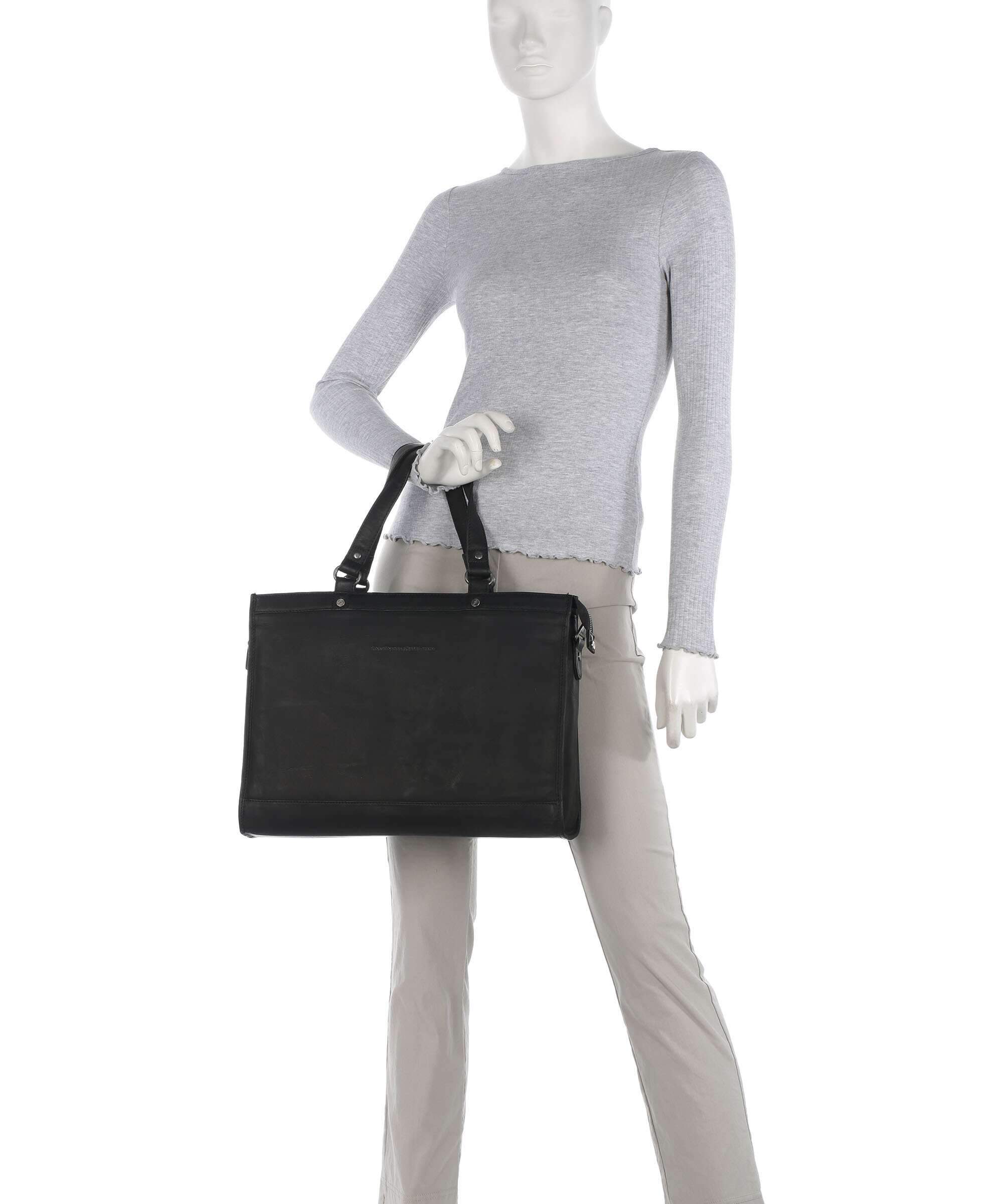 The Chesterfield Brand Wax Pull Up Cow Manly Tote bag black