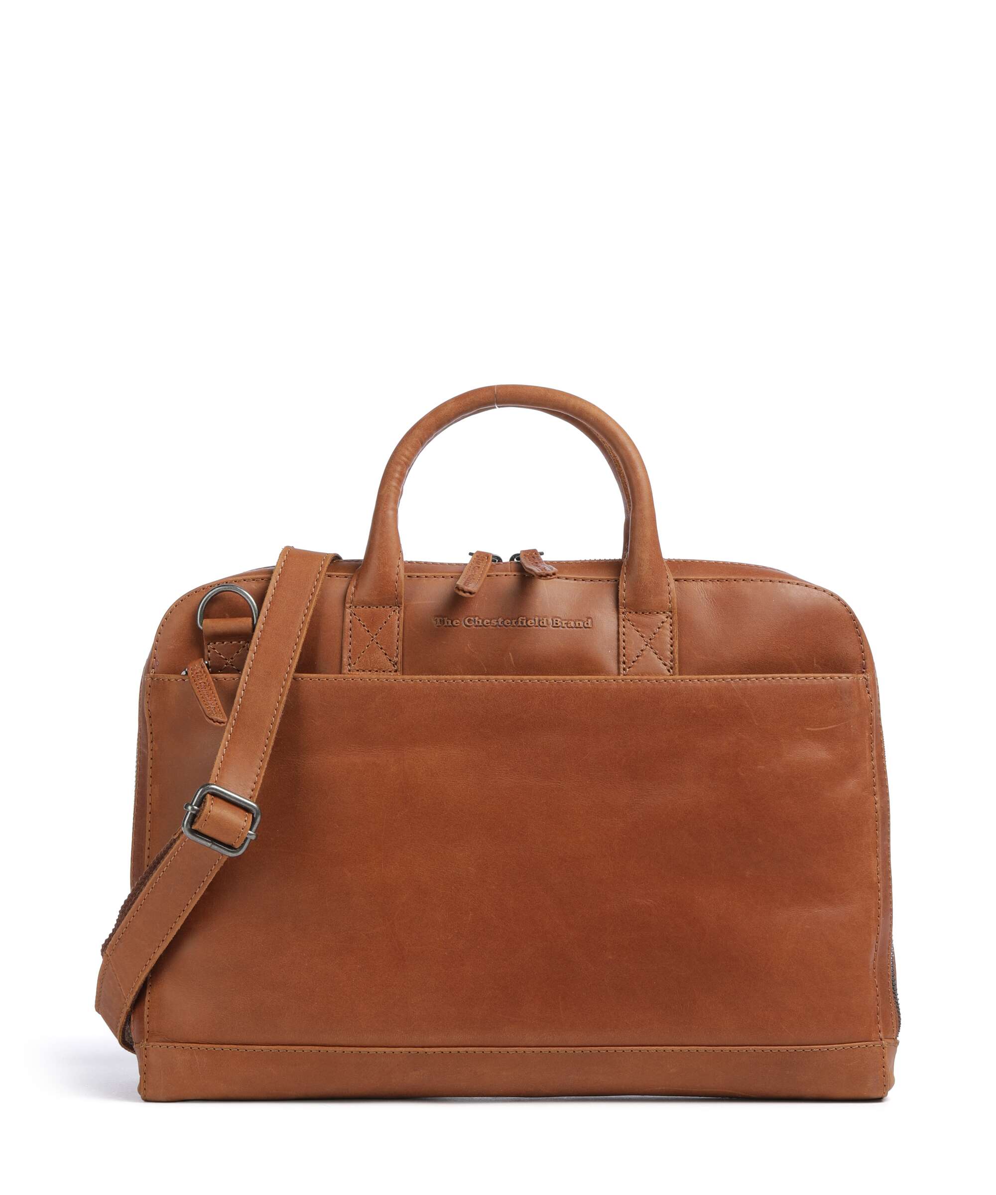 The Chesterfield Brand Cow Wax Pull Up Tilbury Briefcase cognac