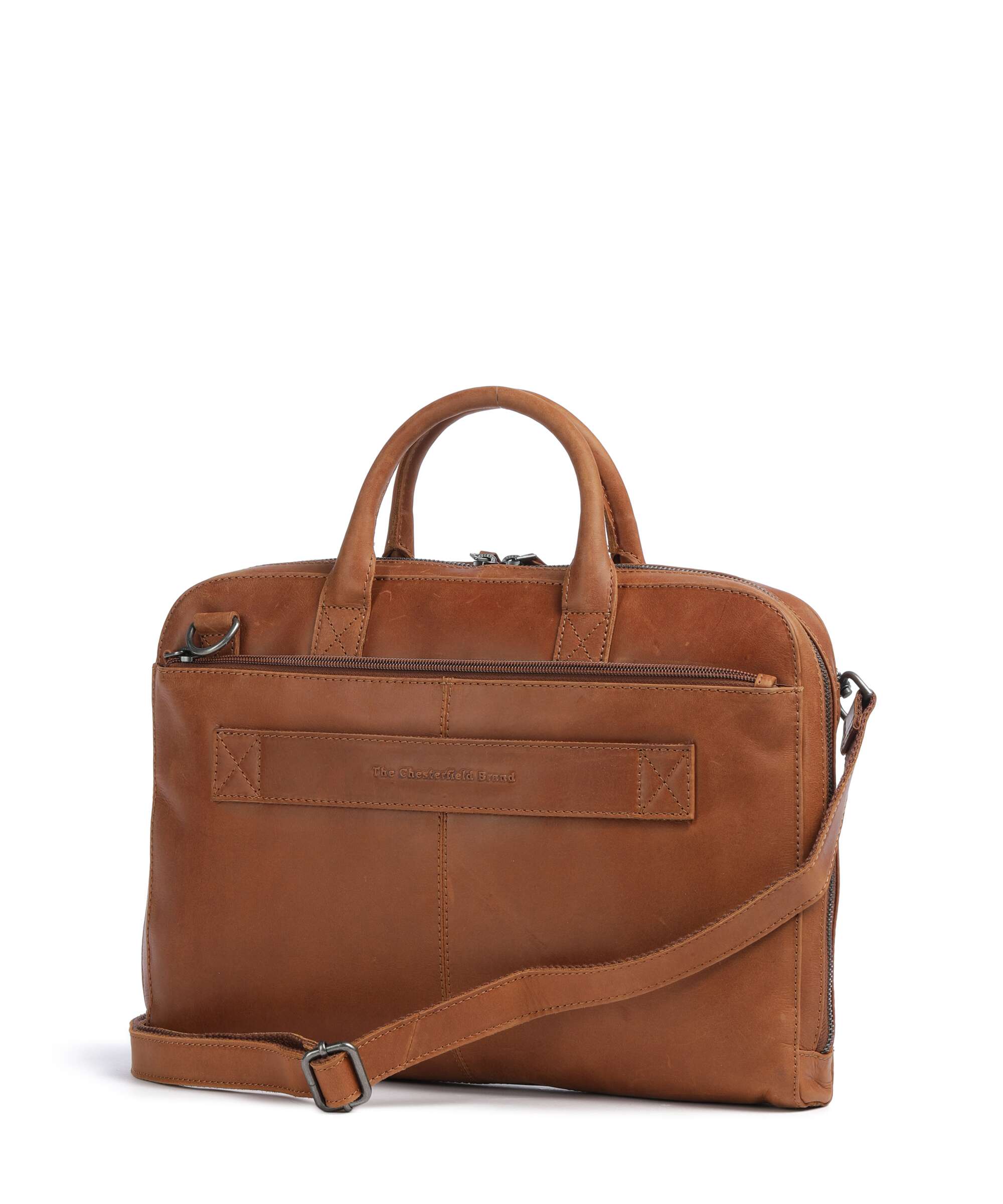 The Chesterfield Brand Cow Wax Pull Up Tilbury Briefcase cognac