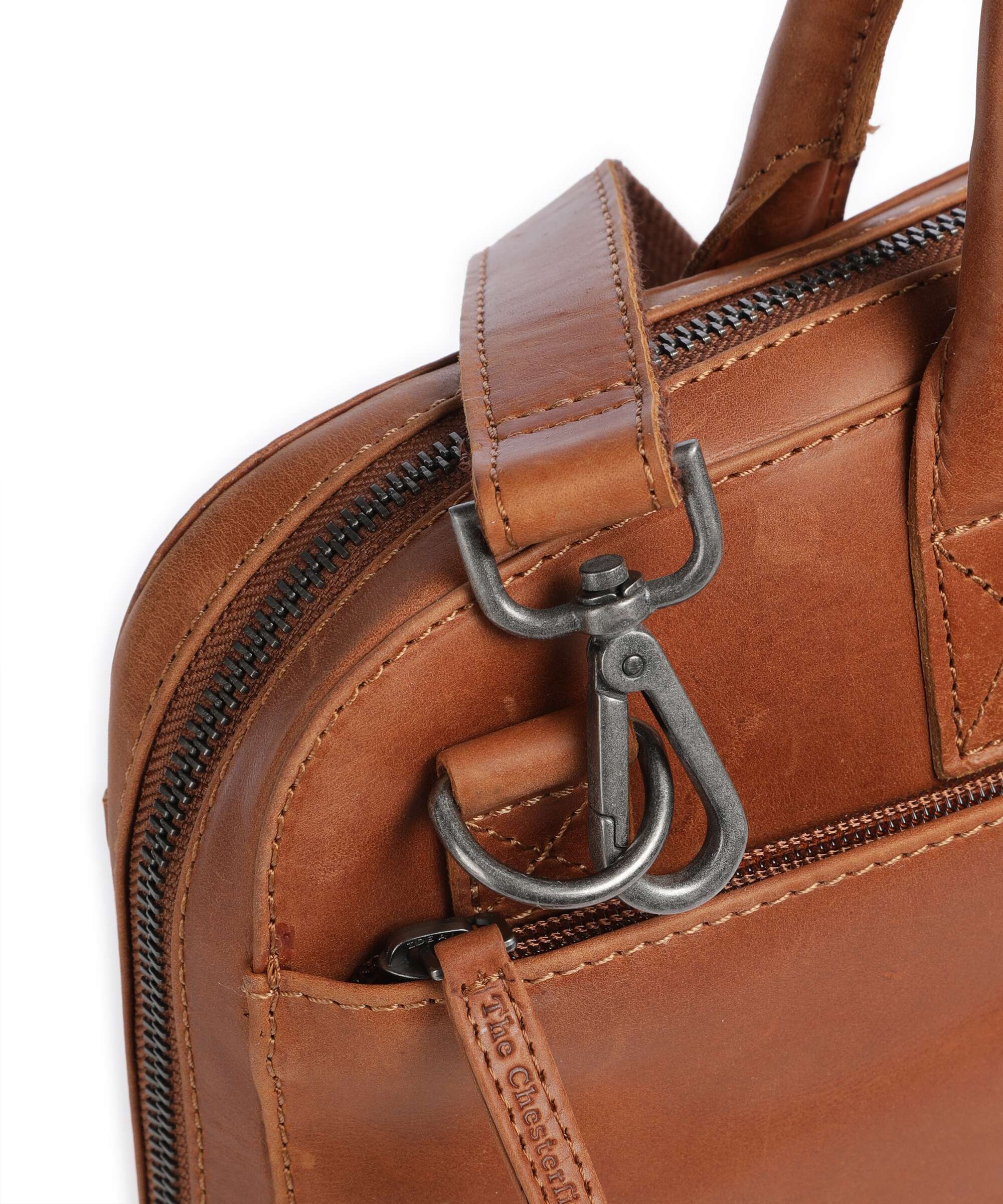 The Chesterfield Brand Cow Wax Pull Up Tilbury Briefcase cognac