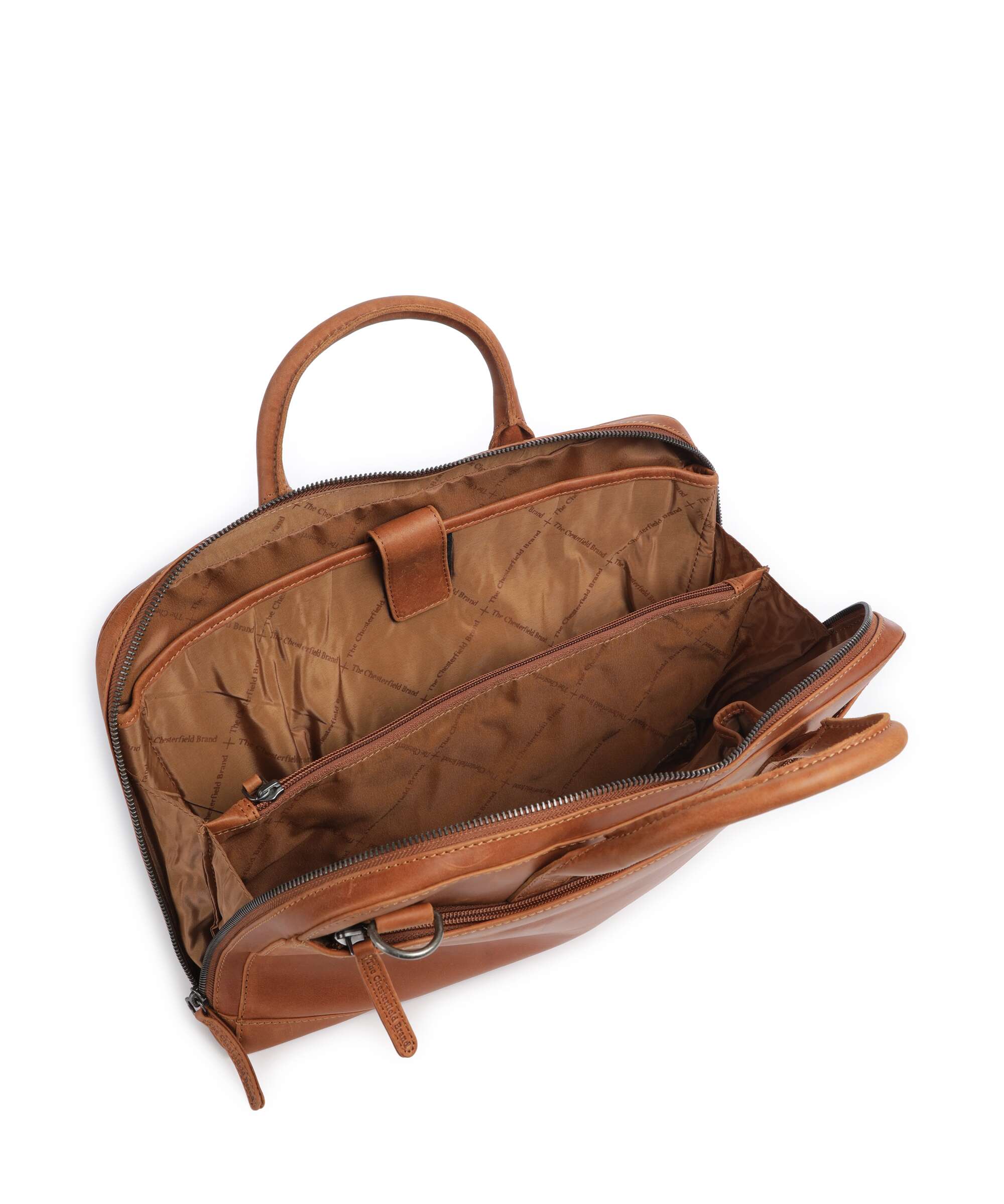 The Chesterfield Brand Cow Wax Pull Up Tilbury Briefcase cognac