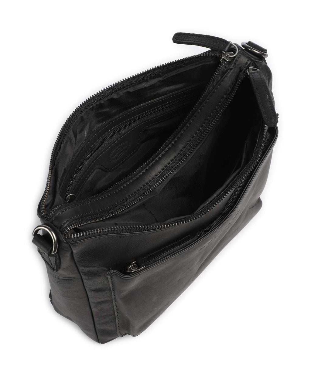 The Chesterfield Brand Wax Pull Up Cow Tivra Shoulder bag black