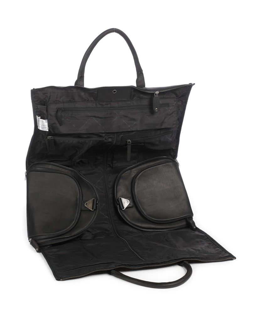 The Chesterfield Brand Wax Pull Up Cow Finlay Weekend bag black