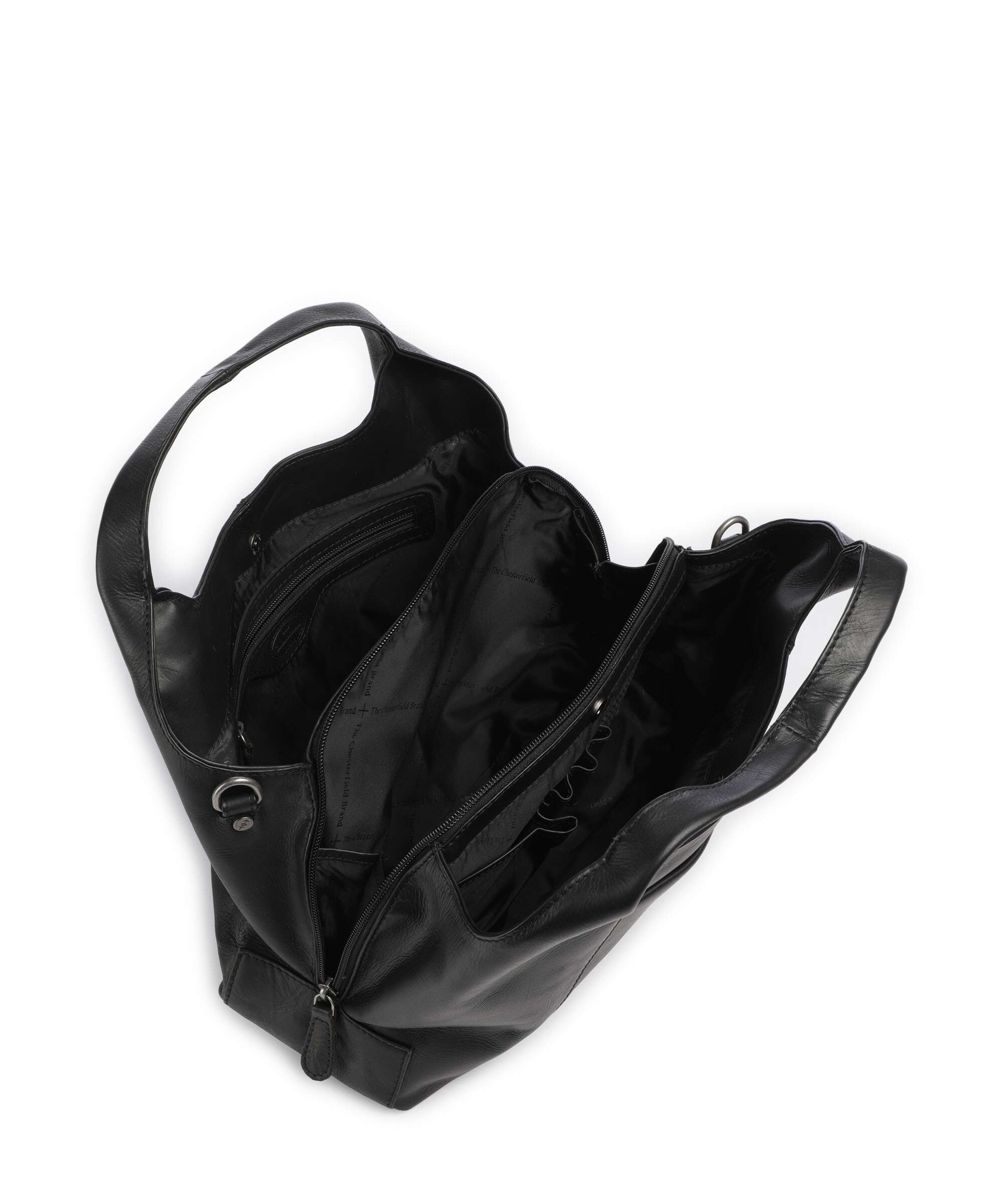 The Chesterfield Brand Wax Pull Up Cow Salina Handbag black